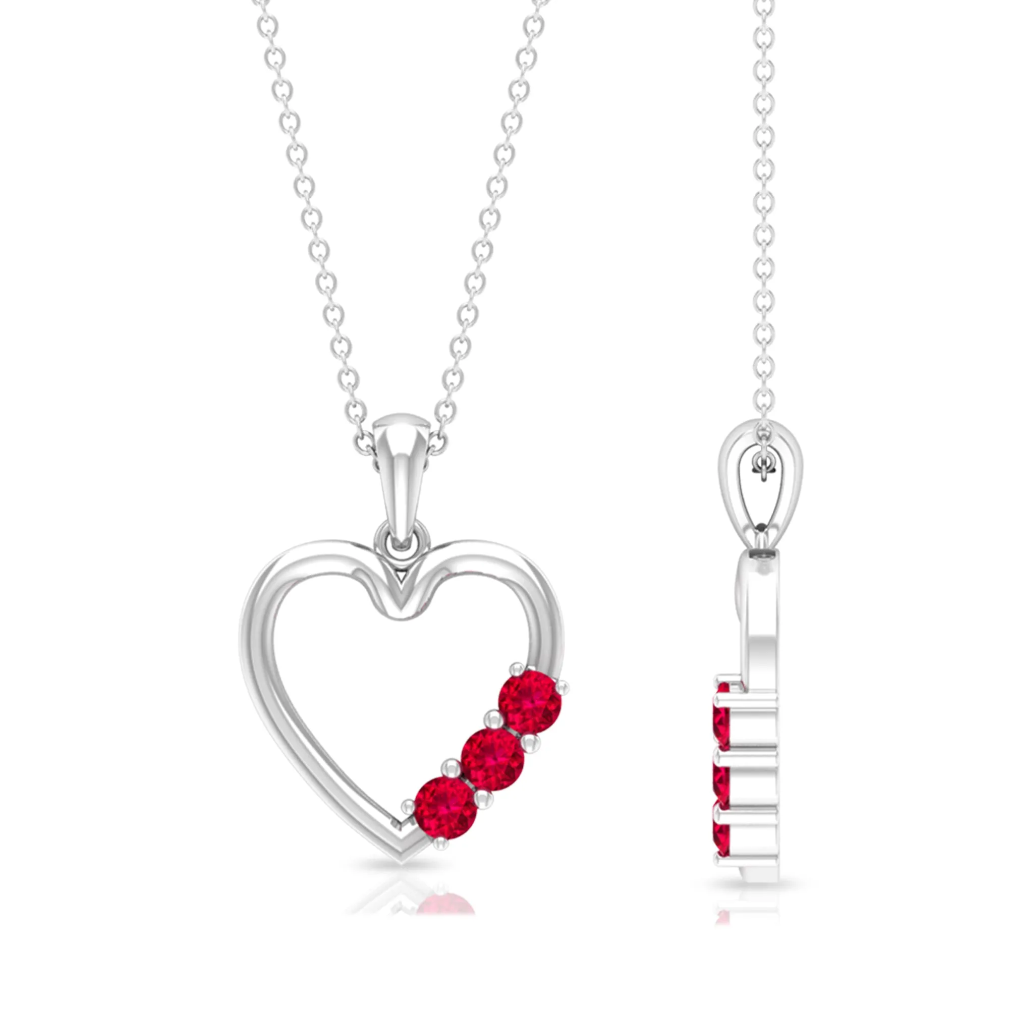 1/2 CT Simple Ruby and Gold Heart Pendant