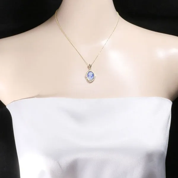 14K YG Necklace Zirconia Stone Cameo