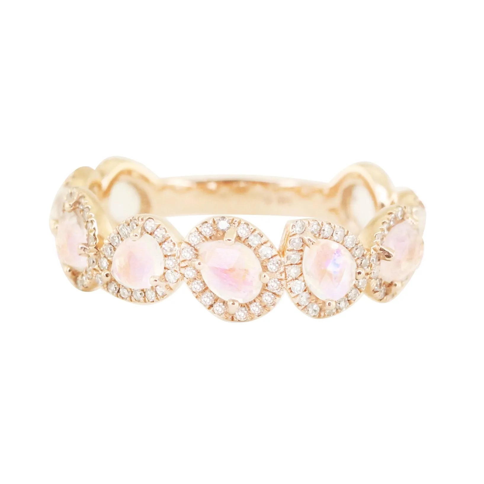 14kt Gold and Diamond Teardrop Oval Moonstone Ring