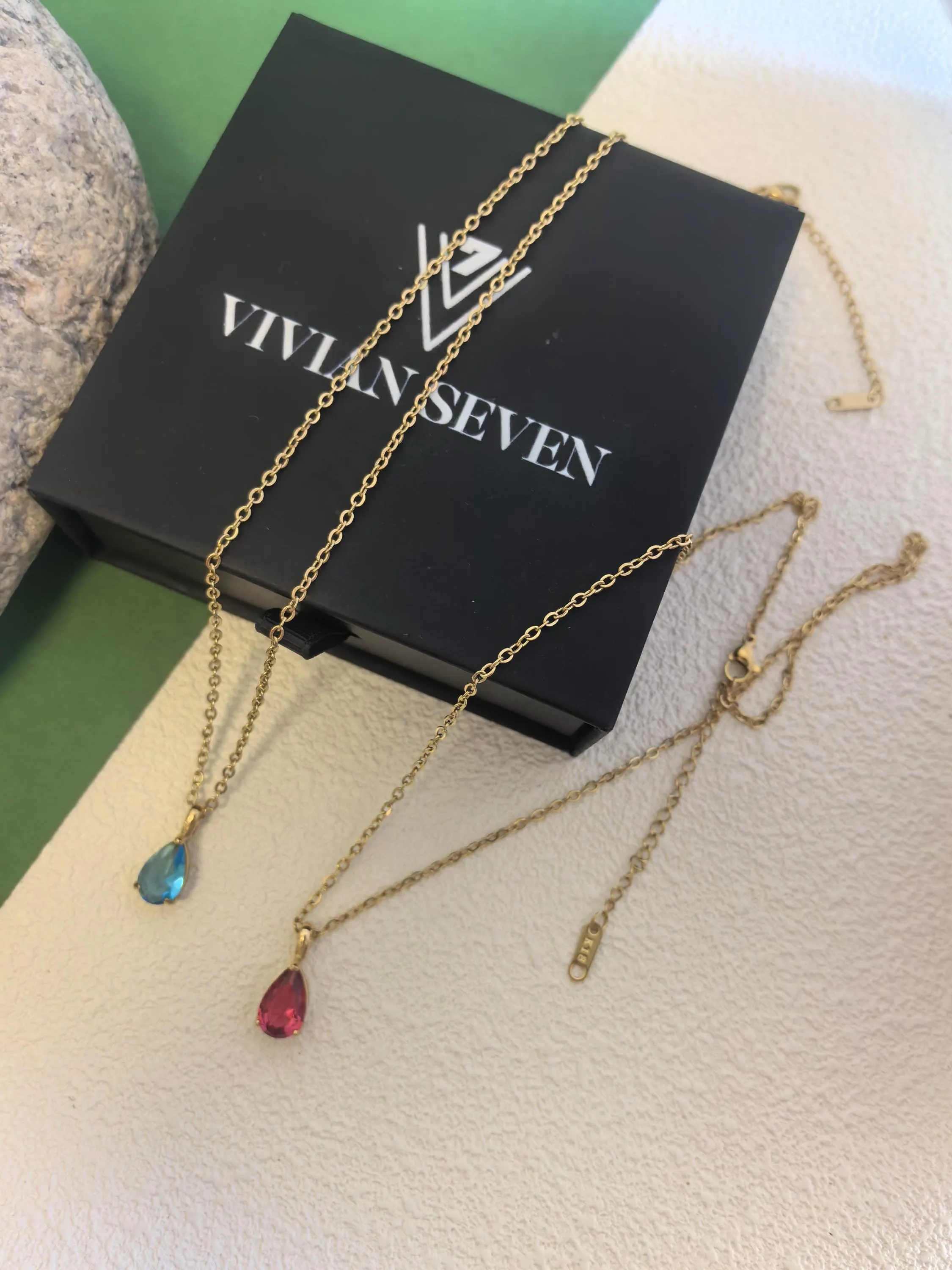 18K Gold Plate Stainless Steel Chain Zircon Pendant Dainty Necklace Jewelry for Her