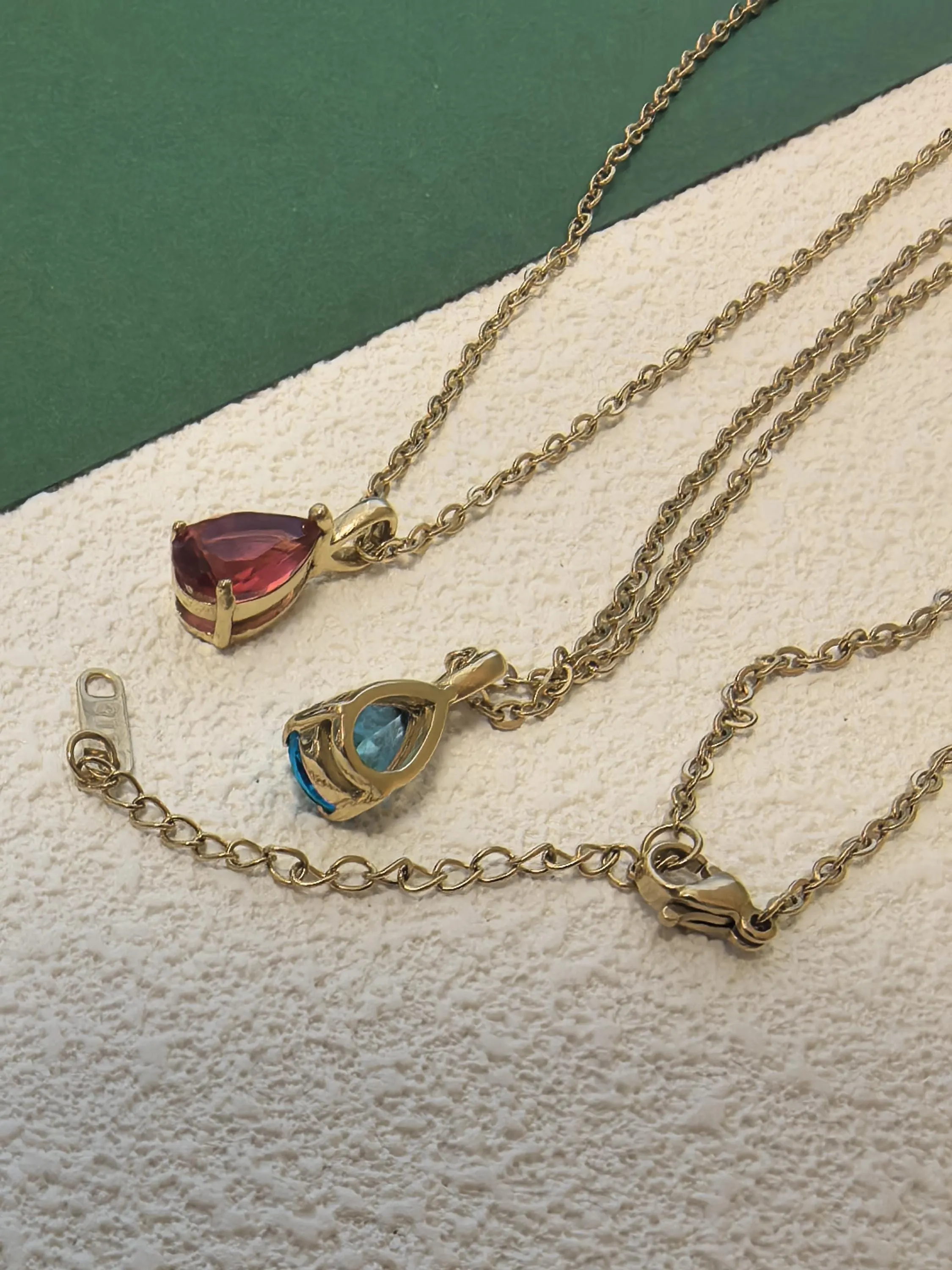 18K Gold Plate Stainless Steel Chain Zircon Pendant Dainty Necklace Jewelry for Her