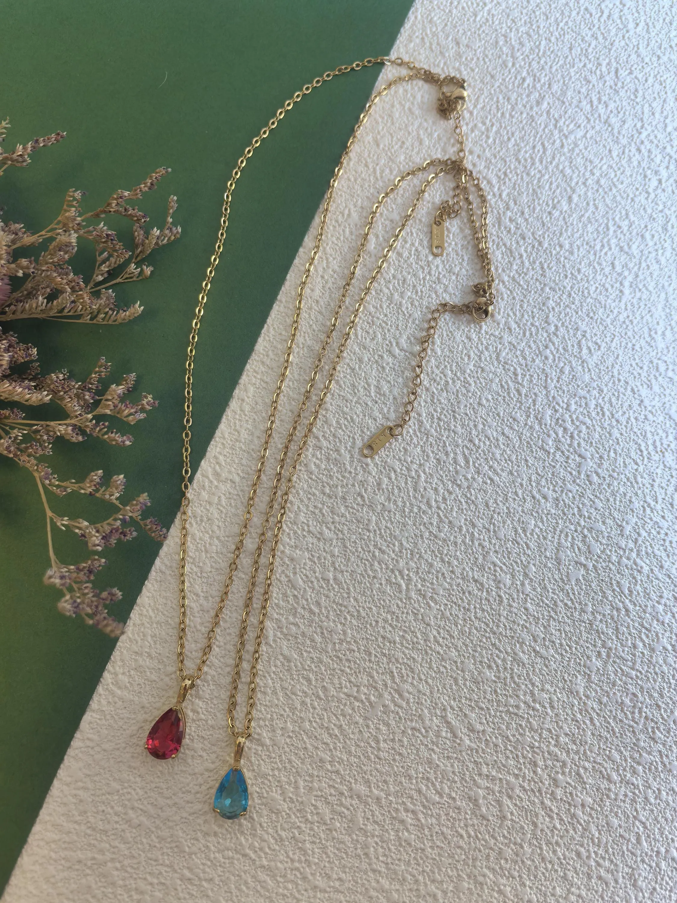 18K Gold Plate Stainless Steel Chain Zircon Pendant Dainty Necklace Jewelry for Her