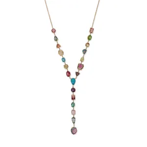 21 PRONG SET MULTI GEMSTONE Y NECKLACE