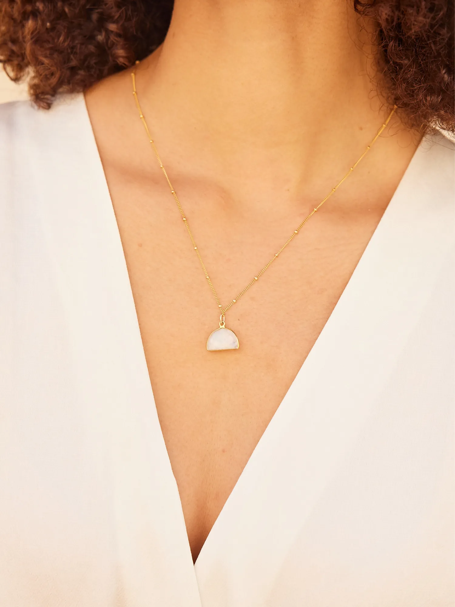 Amanda Moonstone Half Moon Pendant