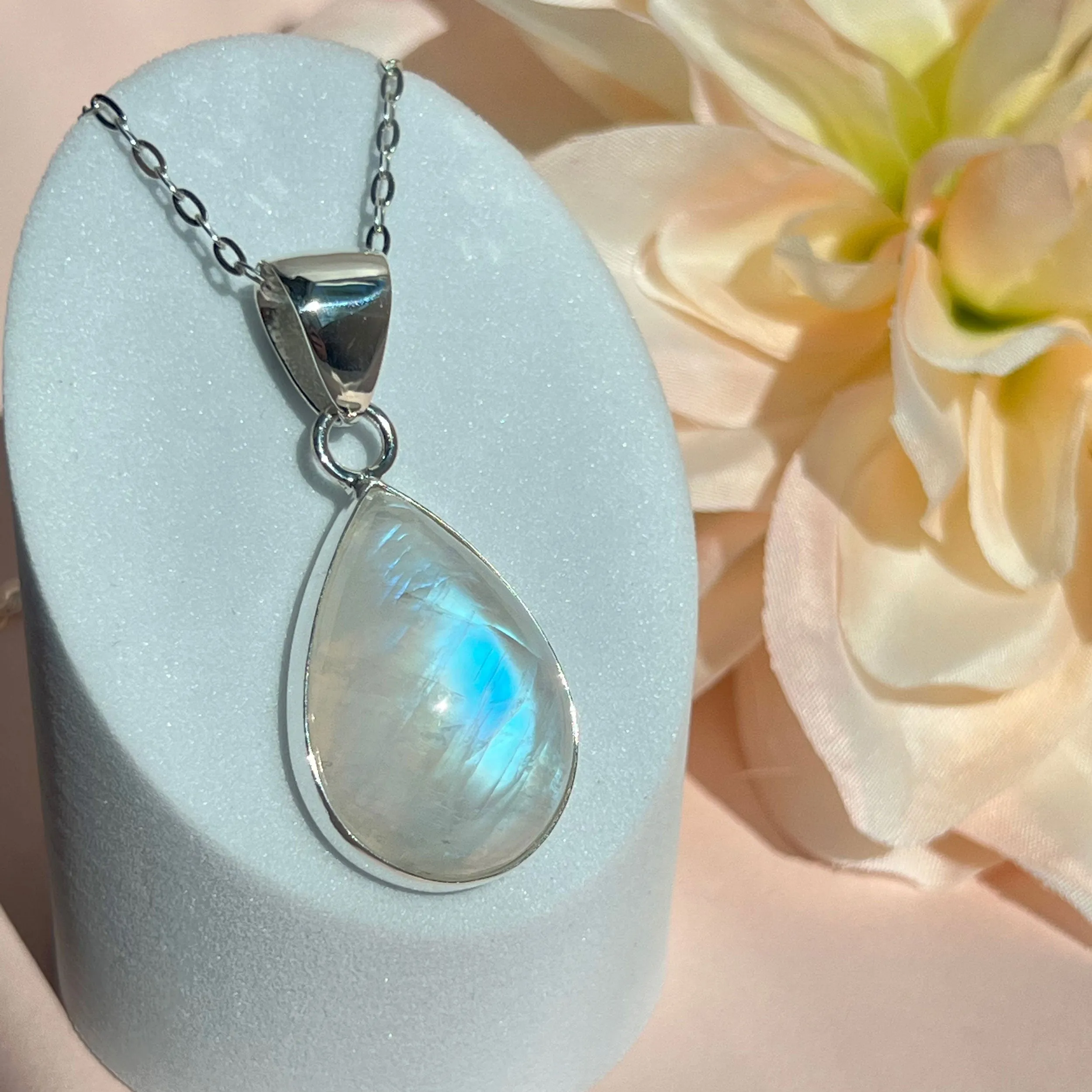 Charles Albert Silver - Rainbow Moonstone Pendant