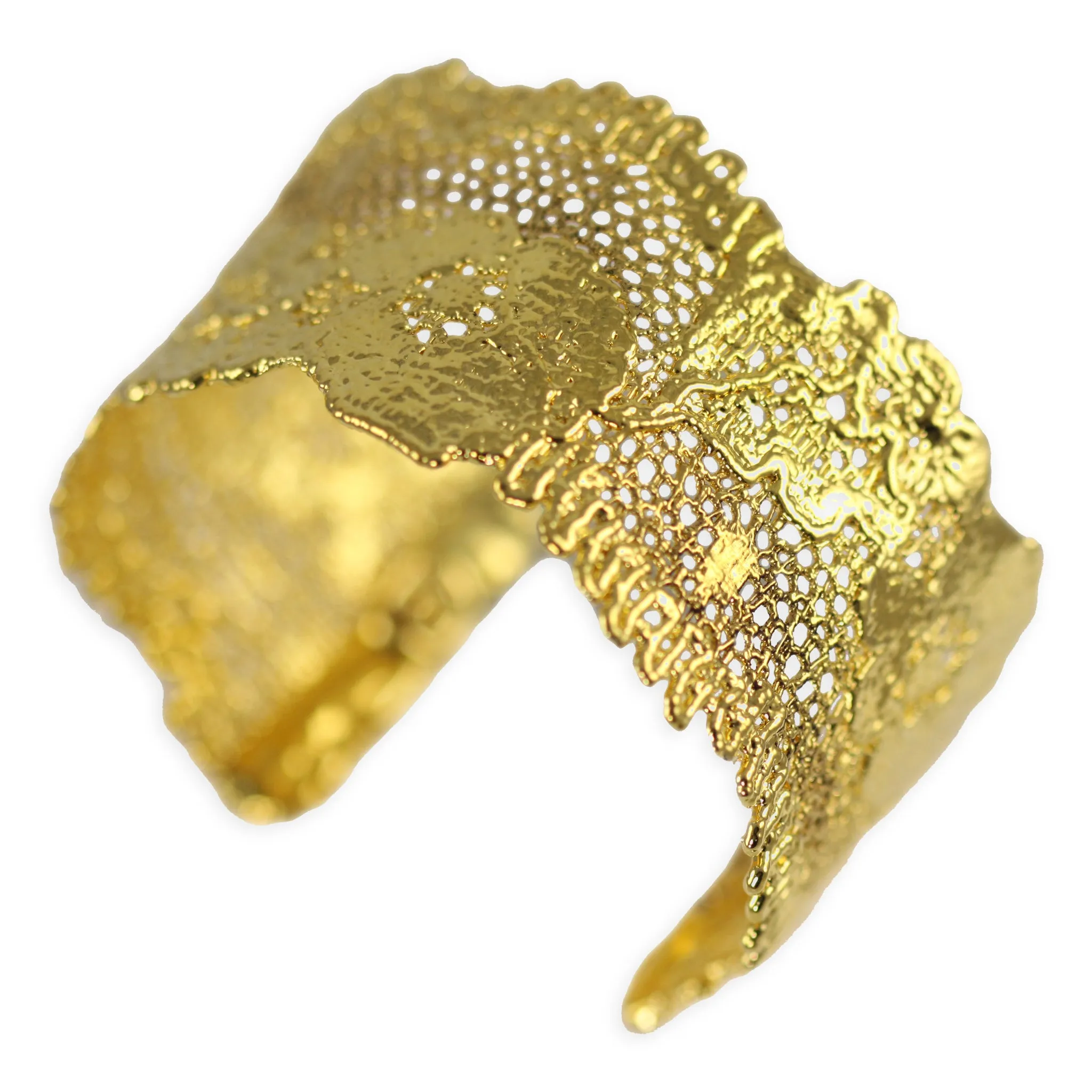 Donna - Lace Flower Cuff Bracelet in 24k gold or rose gold