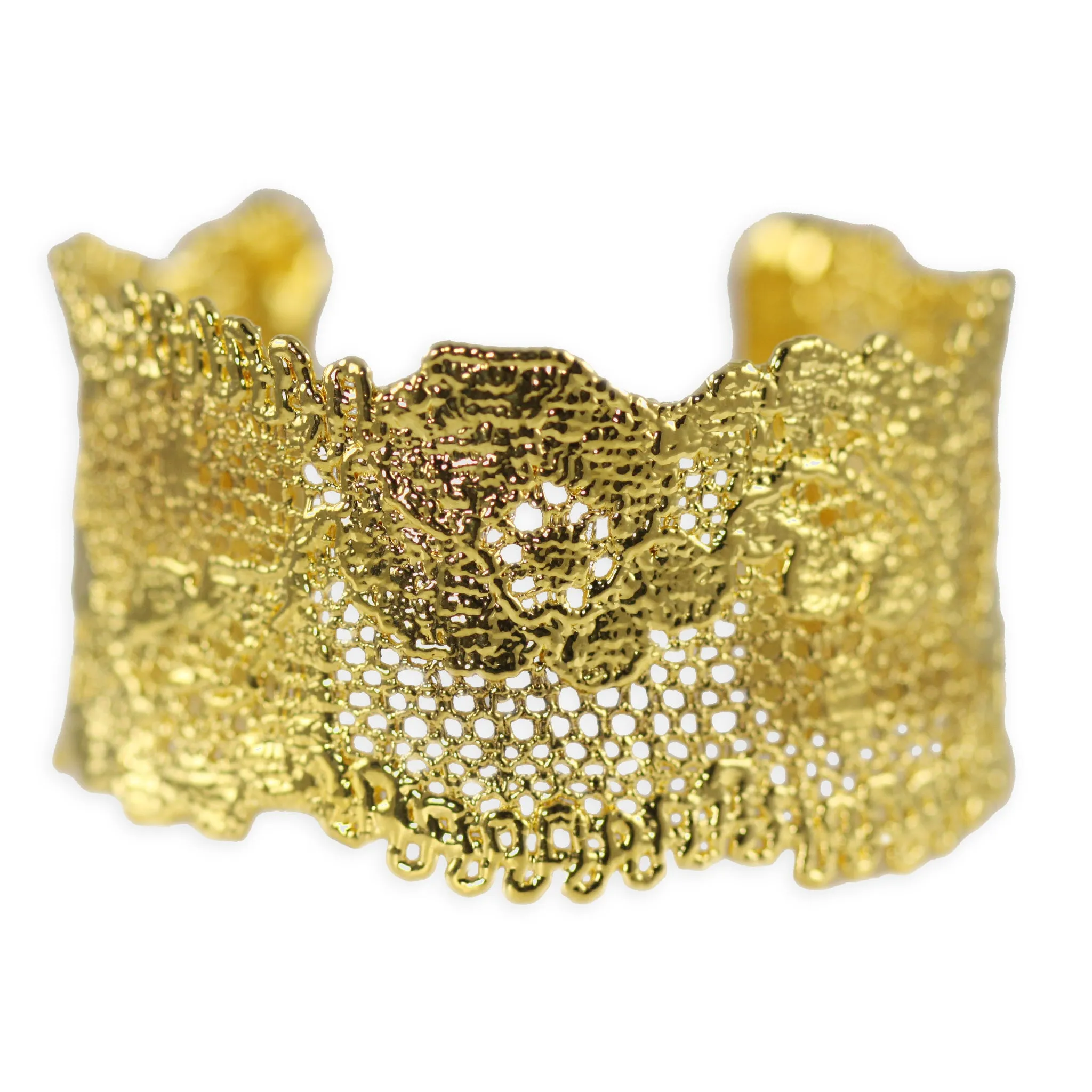 Donna - Lace Flower Cuff Bracelet in 24k gold or rose gold