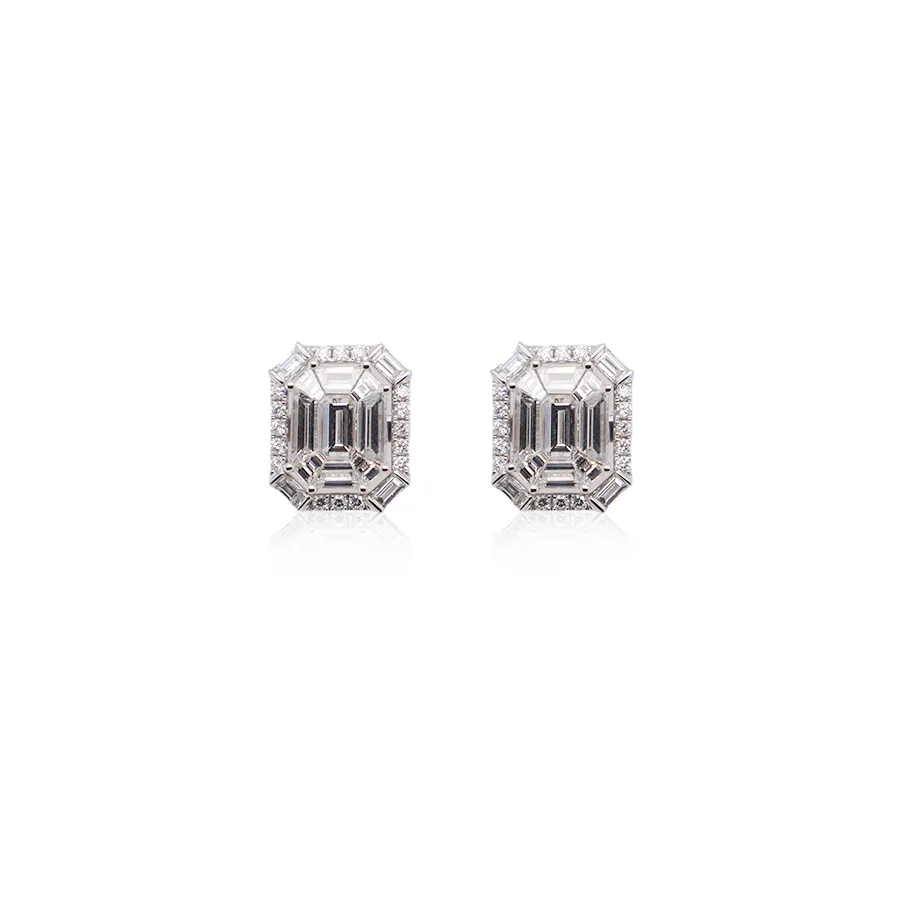 Emerald Illusion Diamond Earring