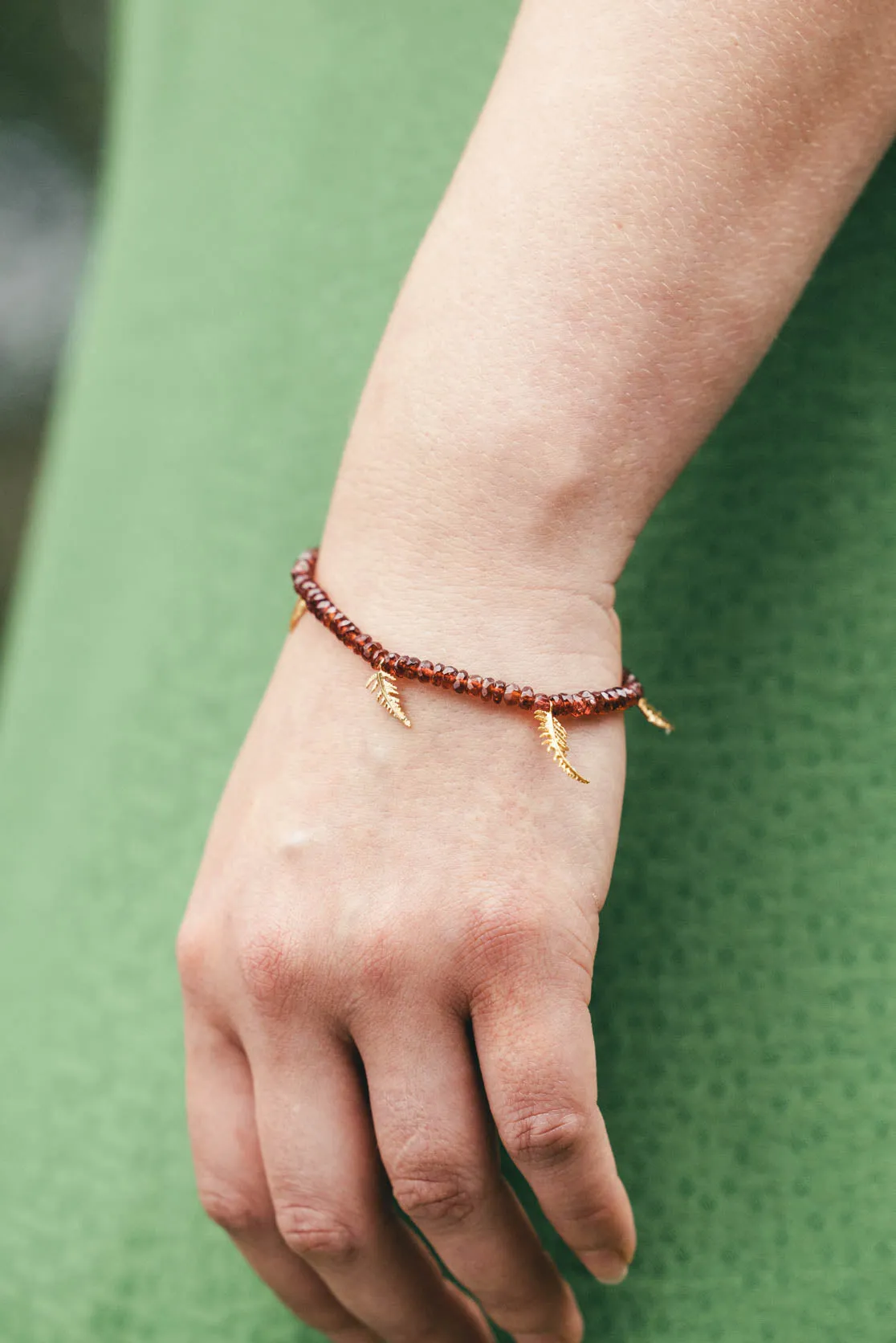 Fern Bracelet With Semi-Precious Beads