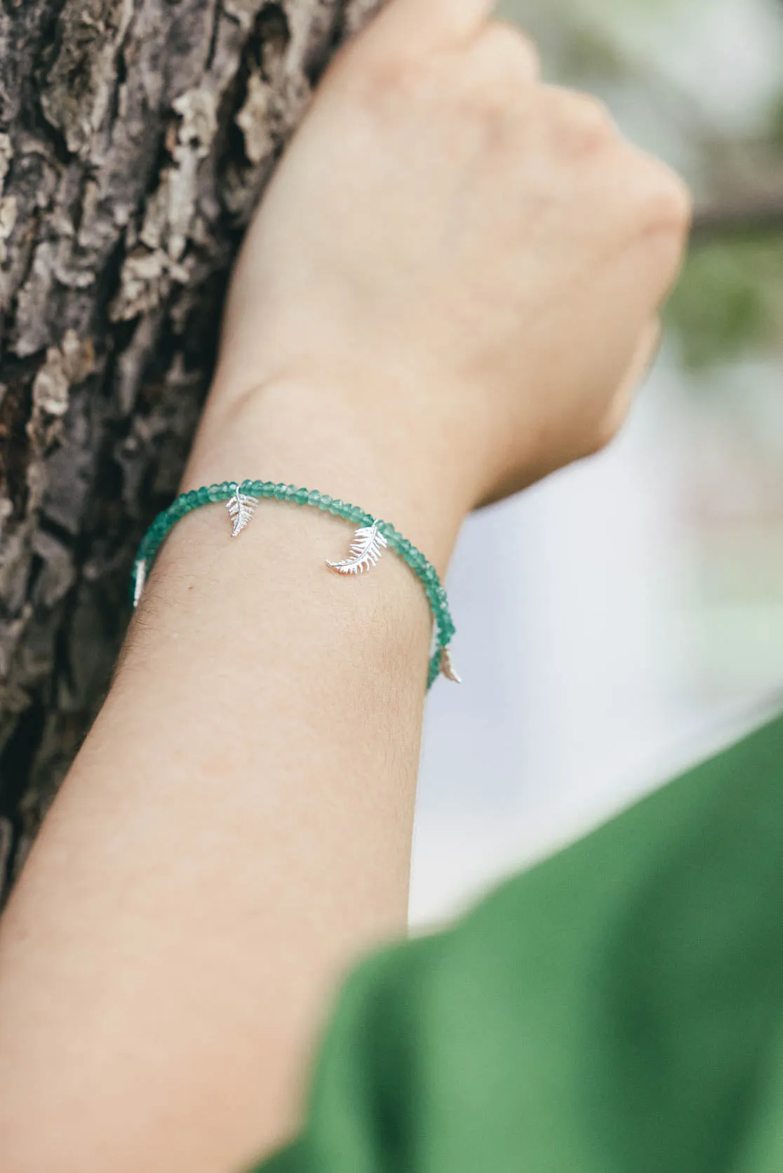 Fern Bracelet With Semi-Precious Beads