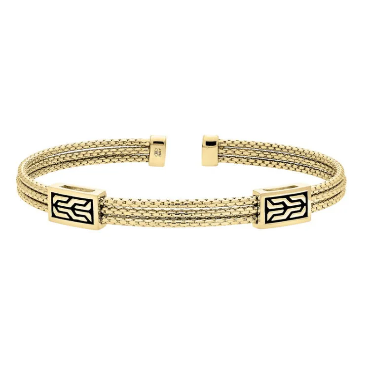 Gold Vermeil Sterling Silver 3 Cuff Bracelet