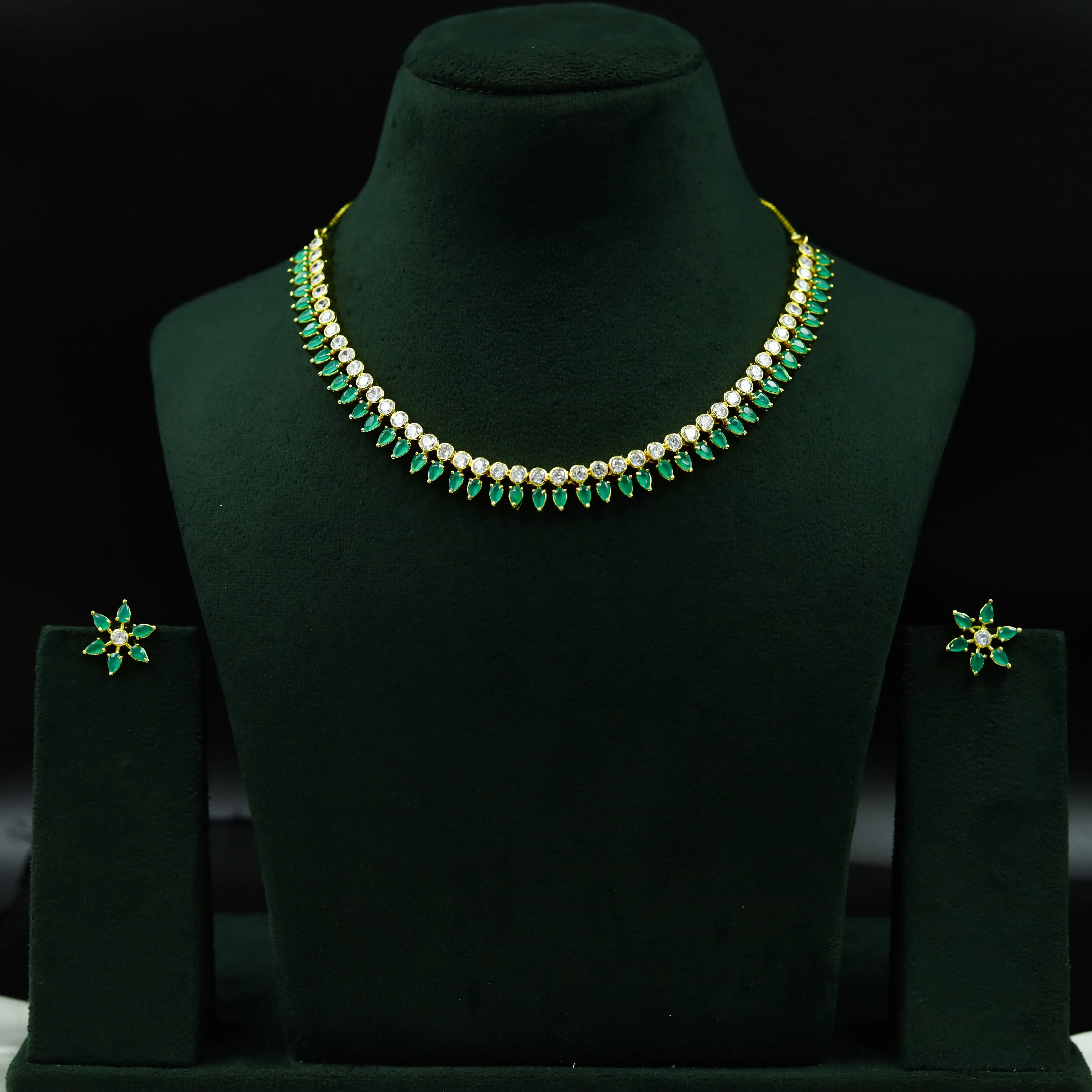 Green Zircon/AD Necklace Set 2423-6488