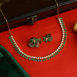 Green Zircon/AD Necklace Set 2423-6488