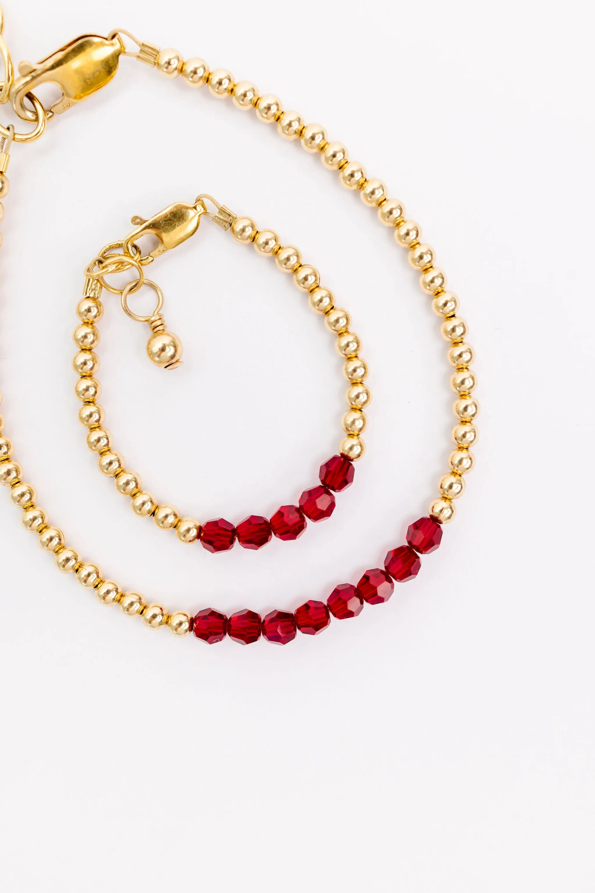January Birthstone Mom   Mini Bracelet Set (3MM   4MM Beads)