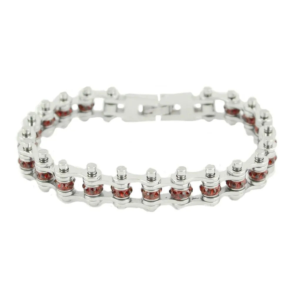 January Edition 3/8" Wide All Silver Garnet Imitation Crystal Centers