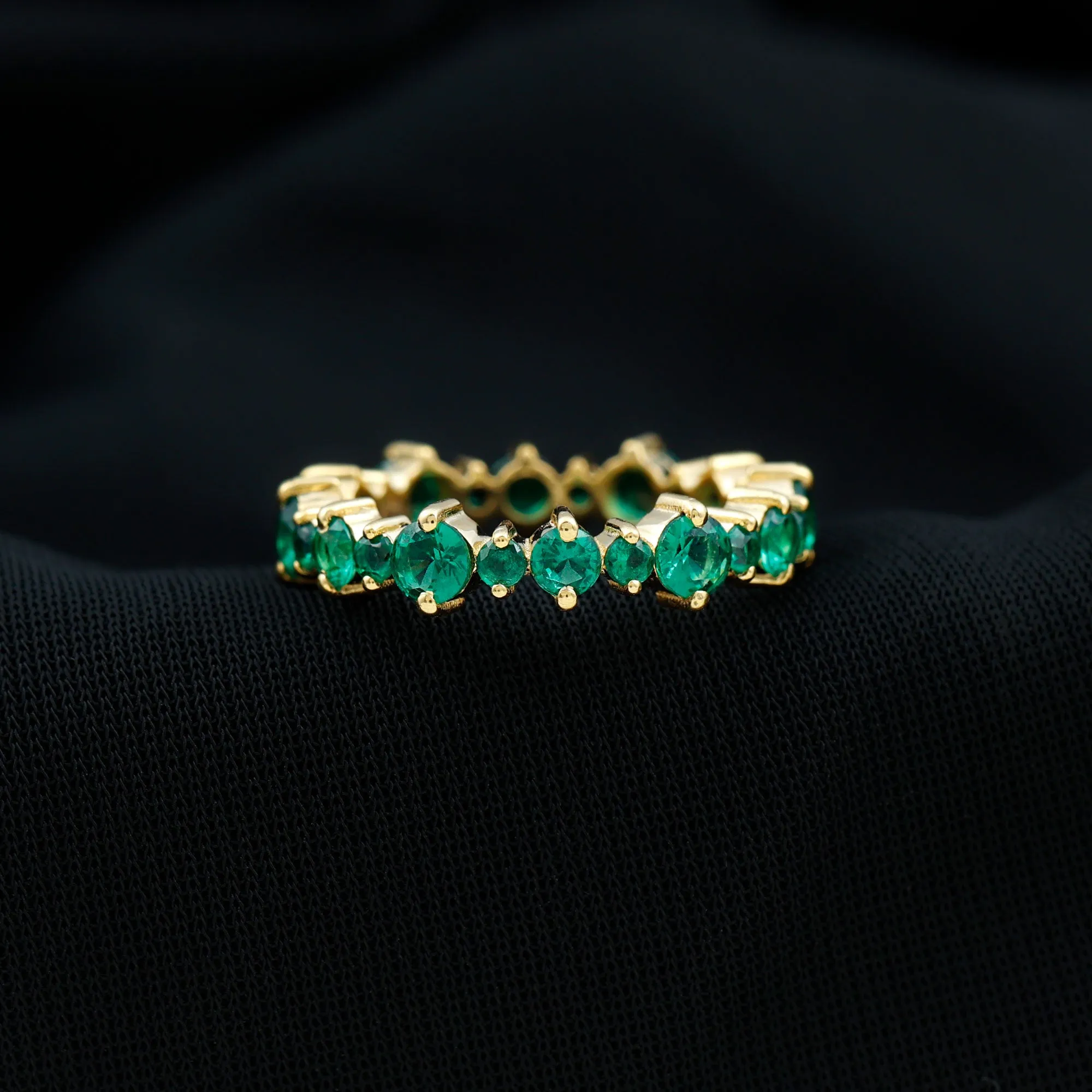 Lab Grown Emerald Eternity Anniversary Band Ring