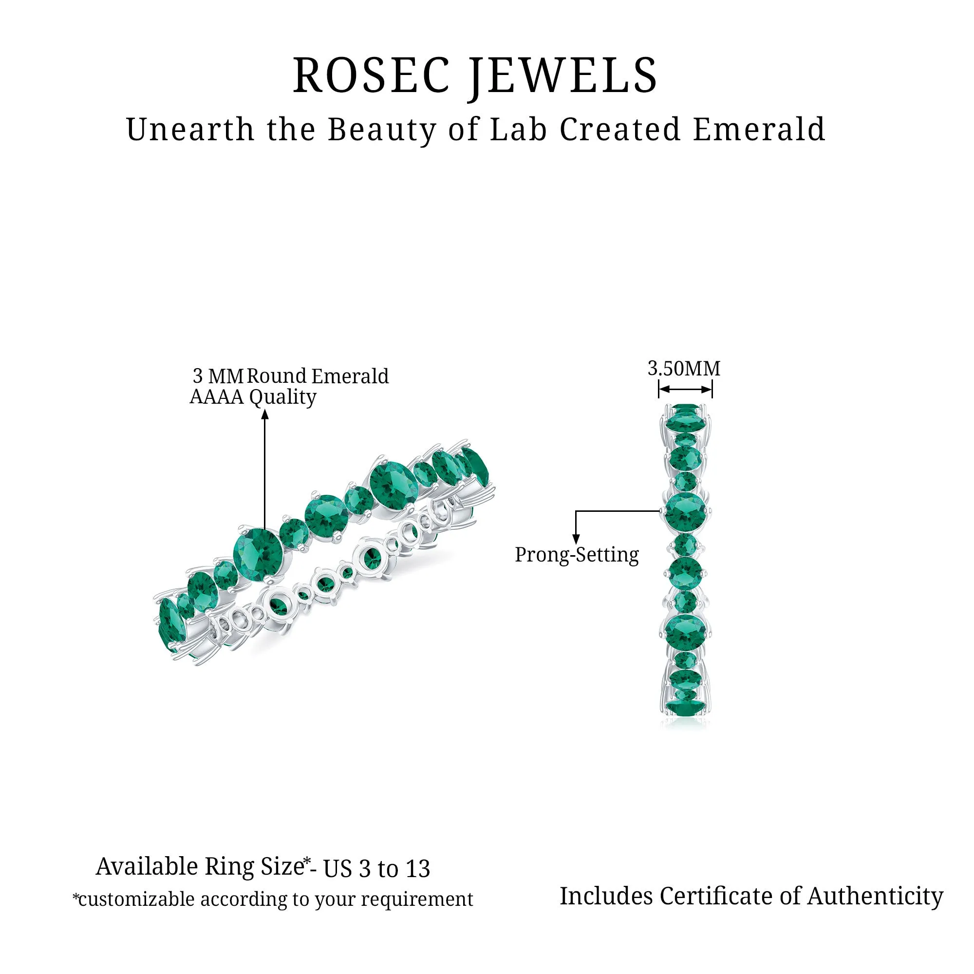 Lab Grown Emerald Eternity Anniversary Band Ring