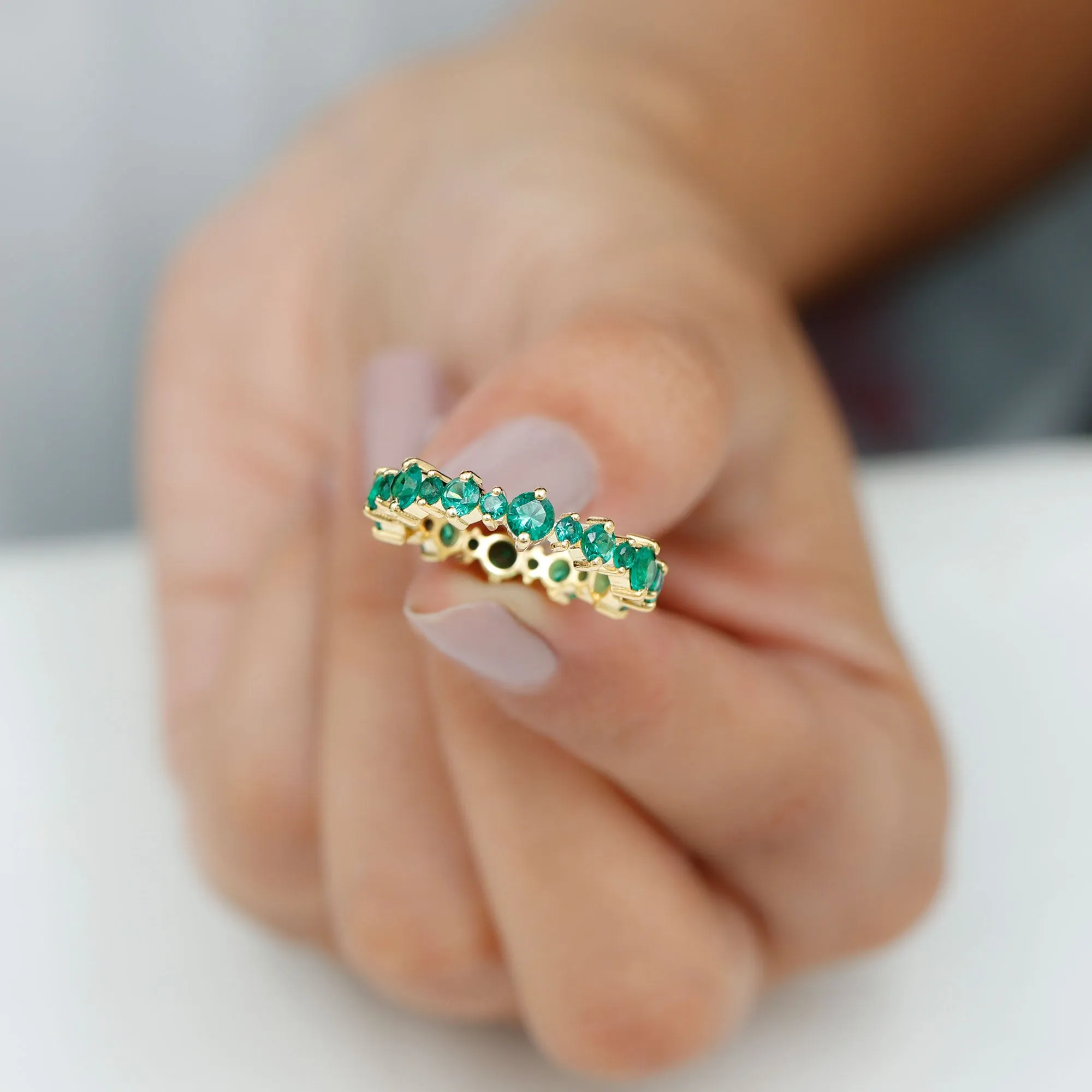 Lab Grown Emerald Eternity Anniversary Band Ring