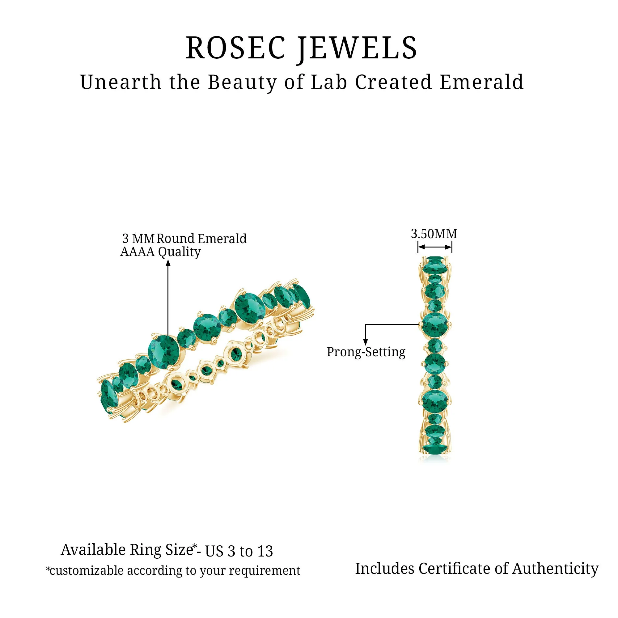 Lab Grown Emerald Eternity Anniversary Band Ring