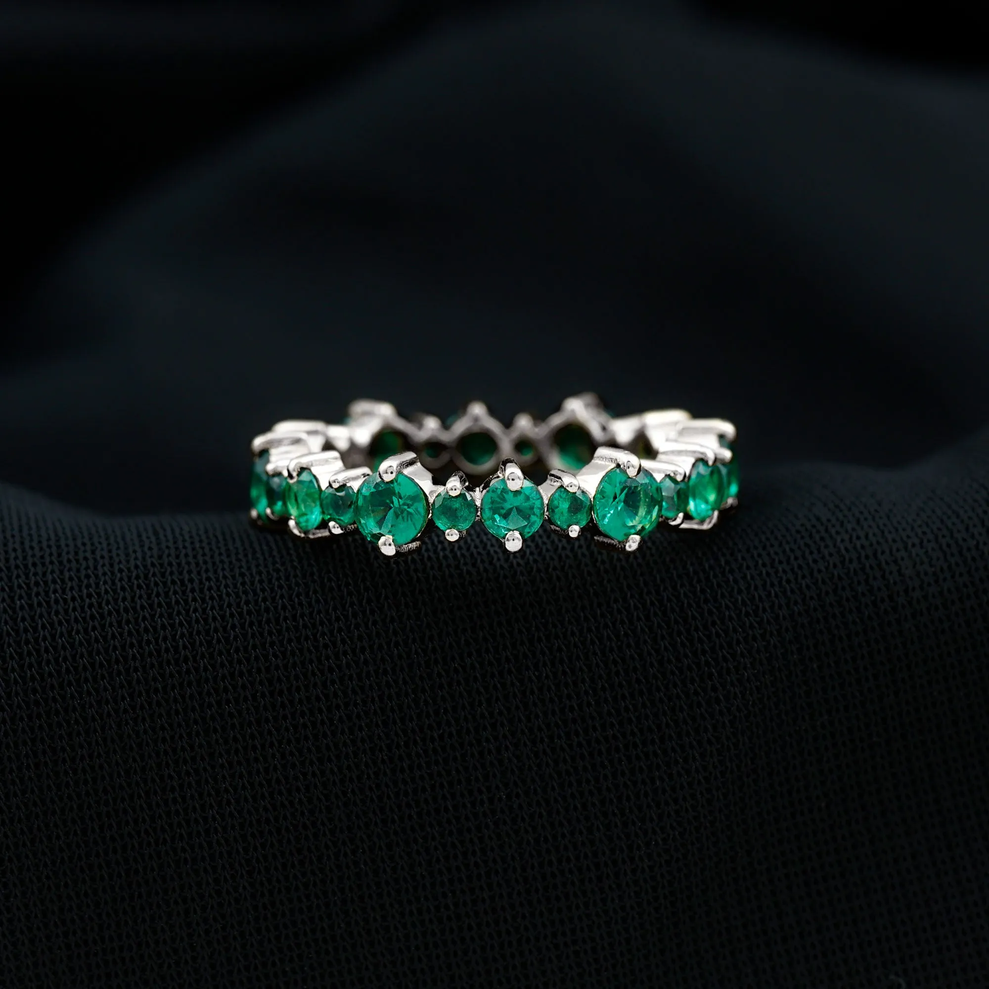 Lab Grown Emerald Eternity Anniversary Band Ring