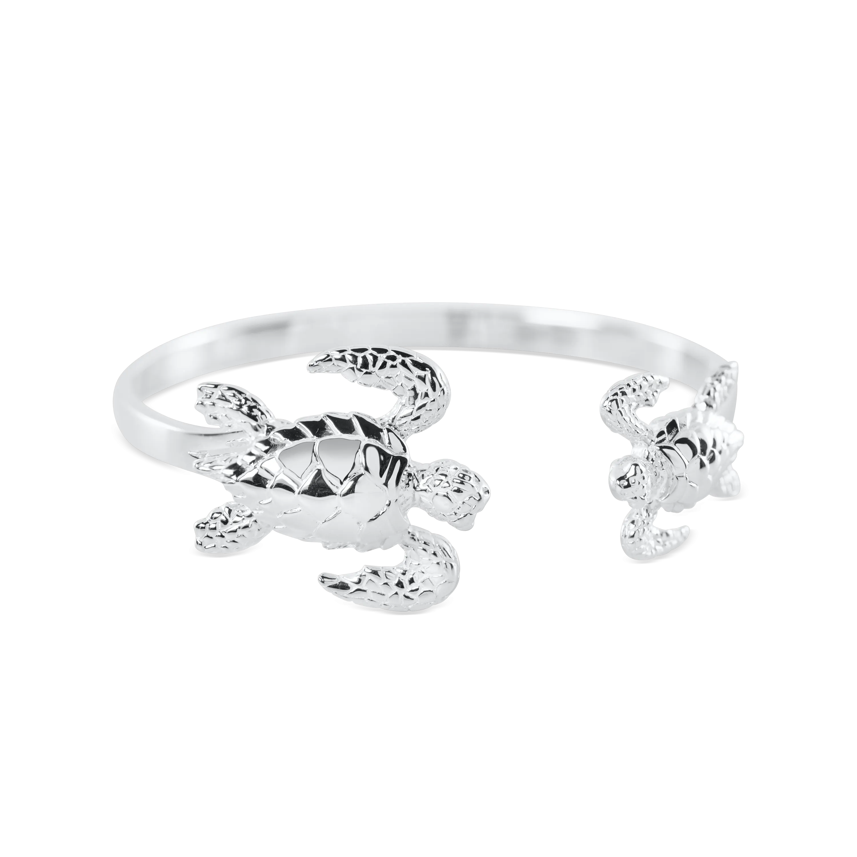 Ladies Adjustable Two Sea Turtle Cuff Bracelet from Nau-T-Girl in Silver