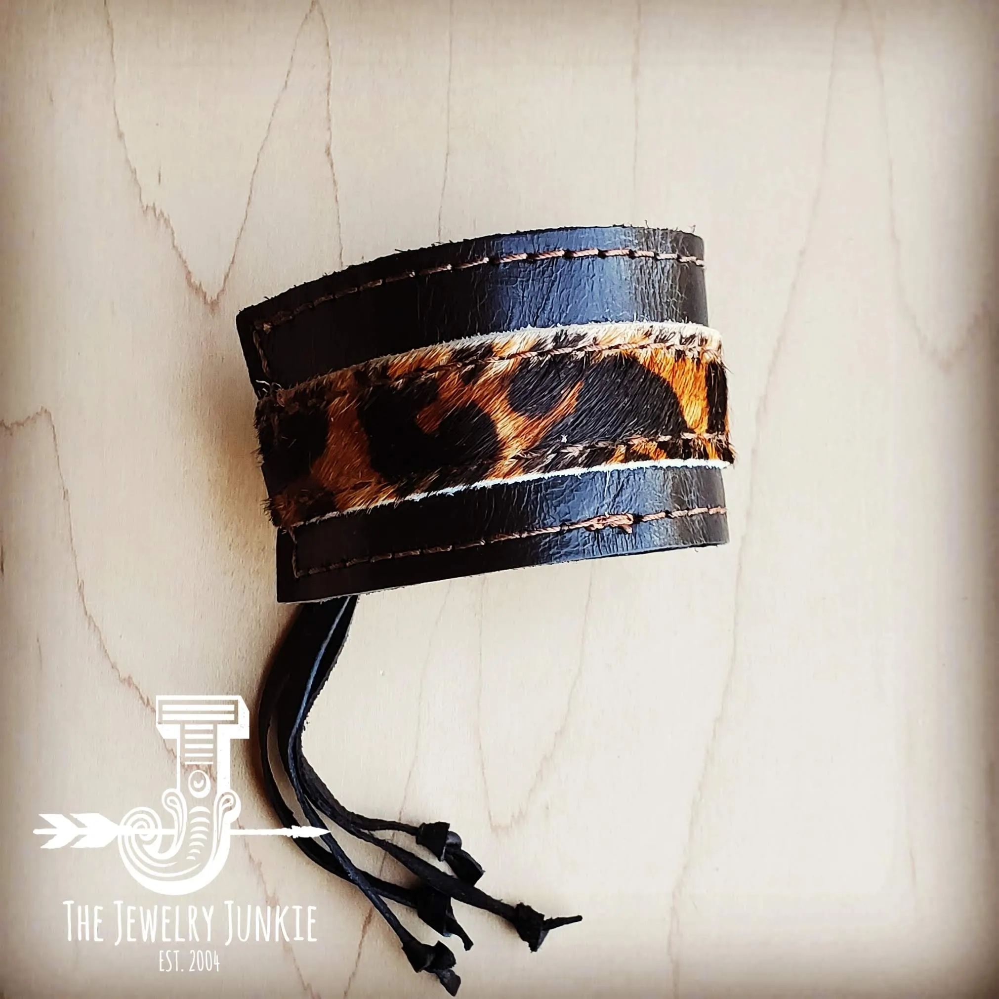 Leather and Leopard Bohemian Cuffs