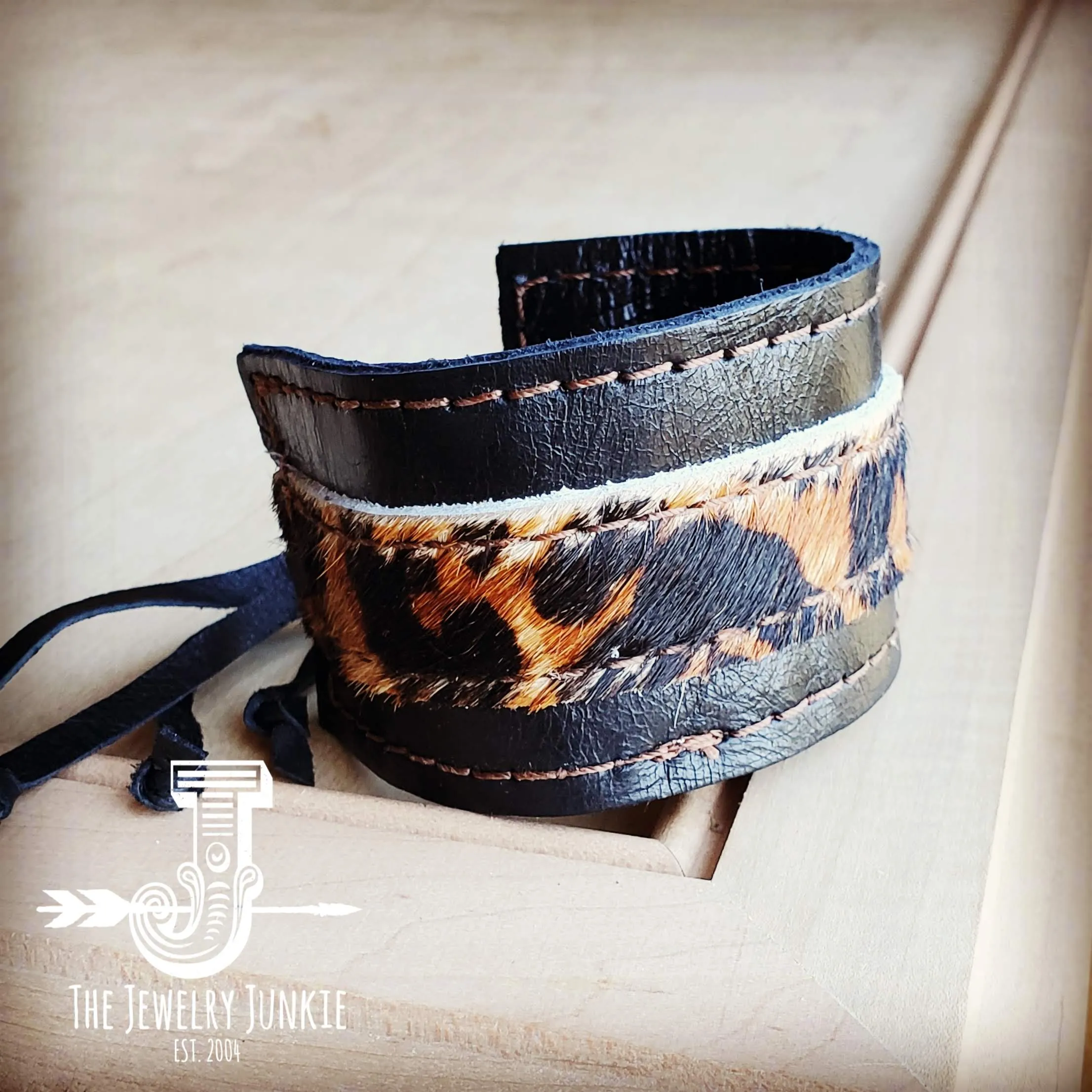 Leather and Leopard Bohemian Cuffs