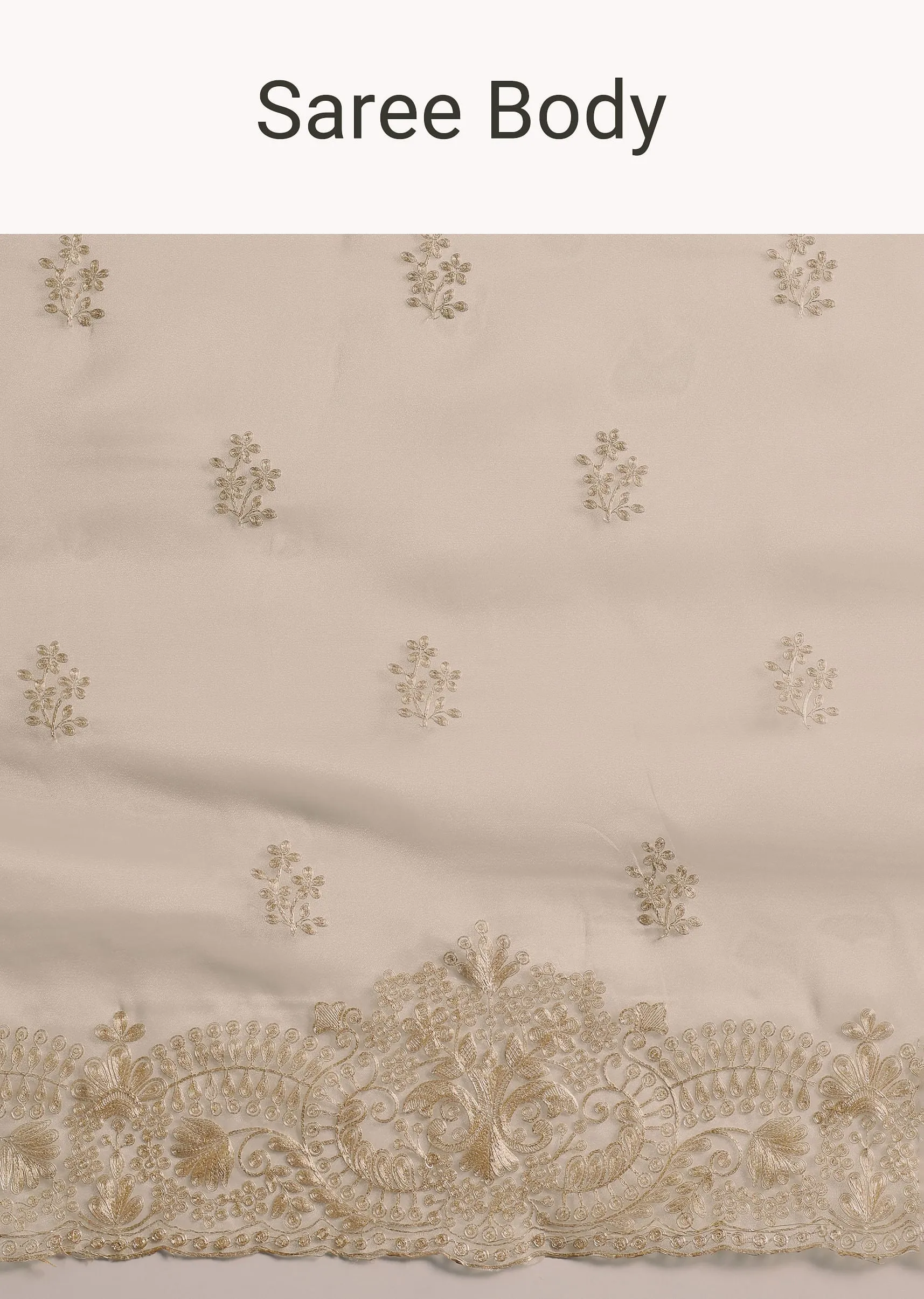 Light Gold Glass Tissue Saree With Pitta Work