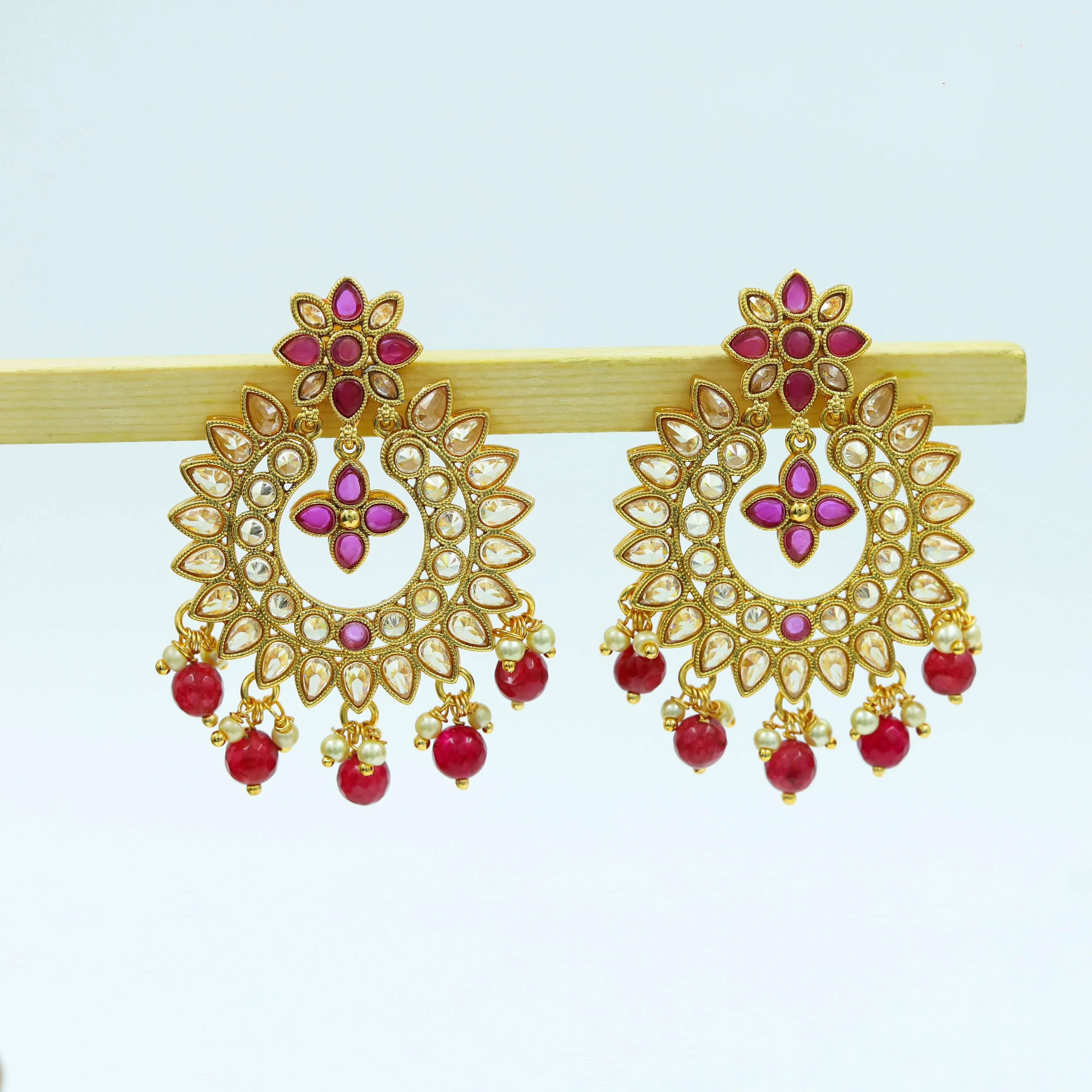 Long Neck Gold Look Necklace Set 7134-33