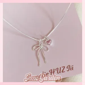 Love Zircon Bow Necklace