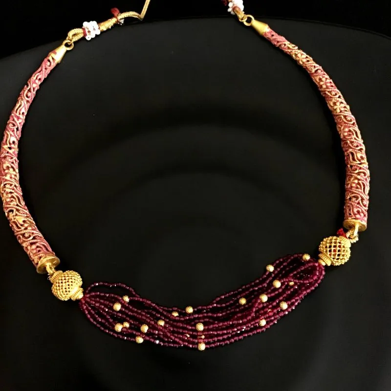 Meenakari Ruby Pearl Necklace Set