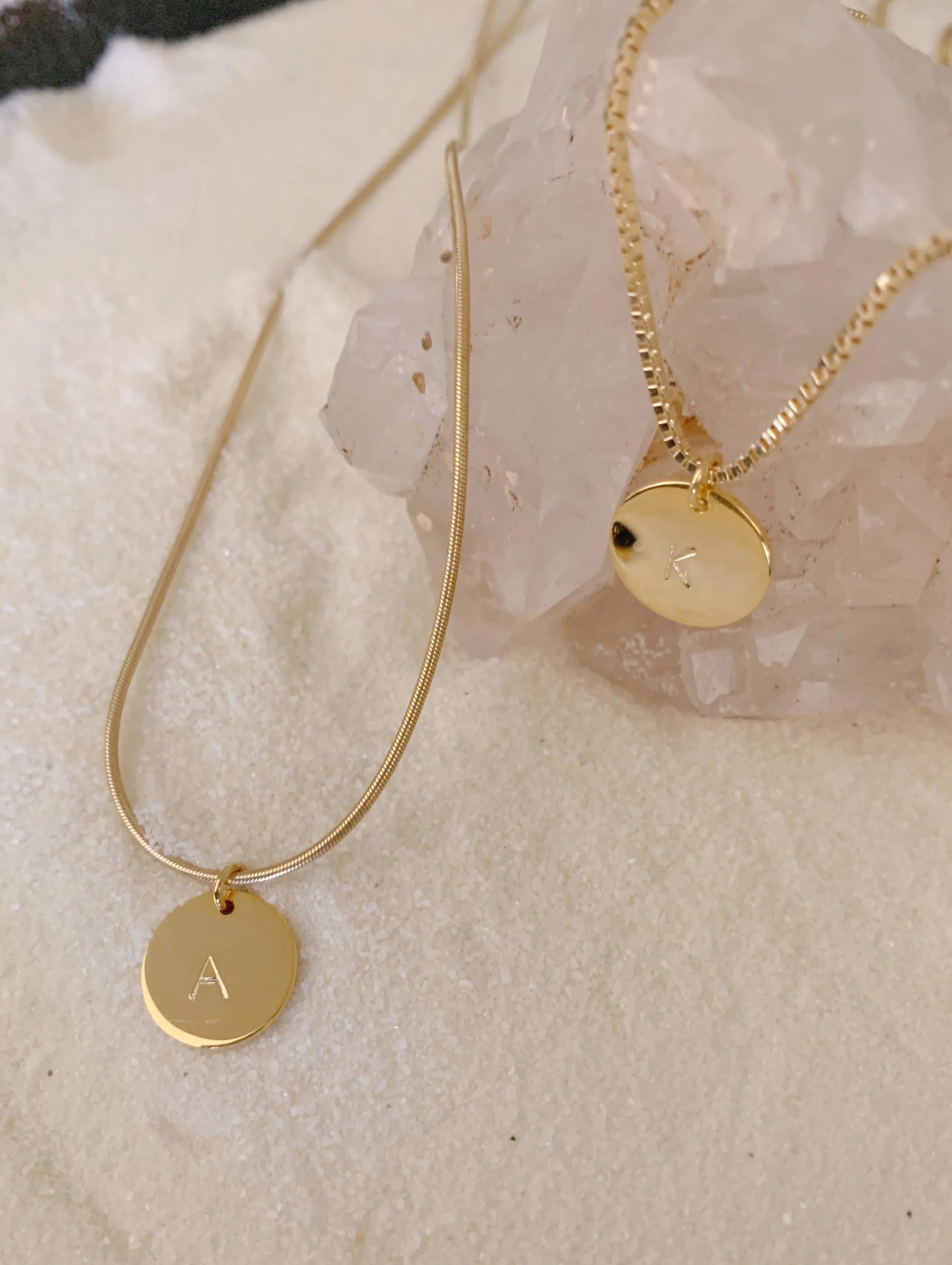 Mini Letter Stamped Coin Necklace