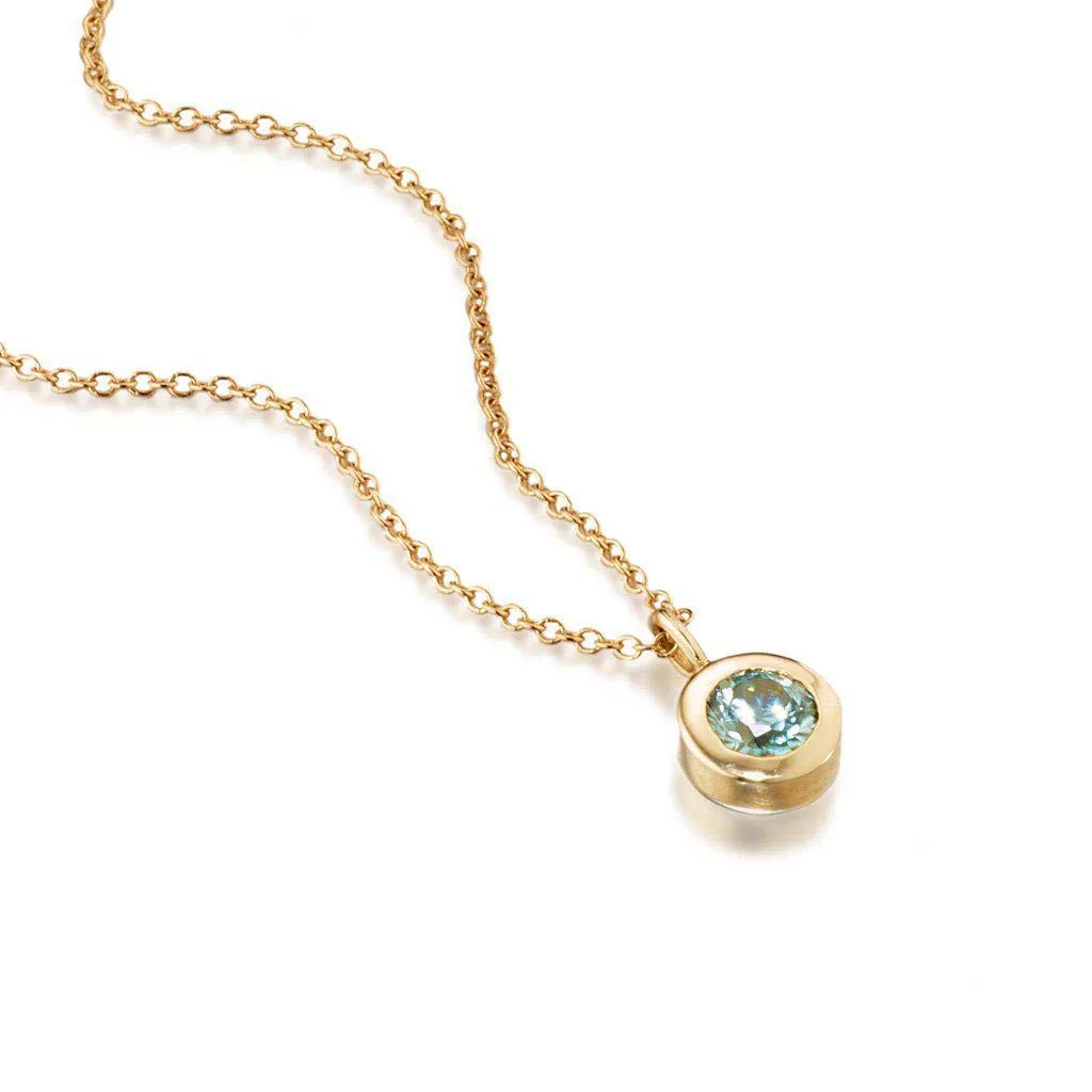 Mini "Something Blue" Gold Zircon Necklace