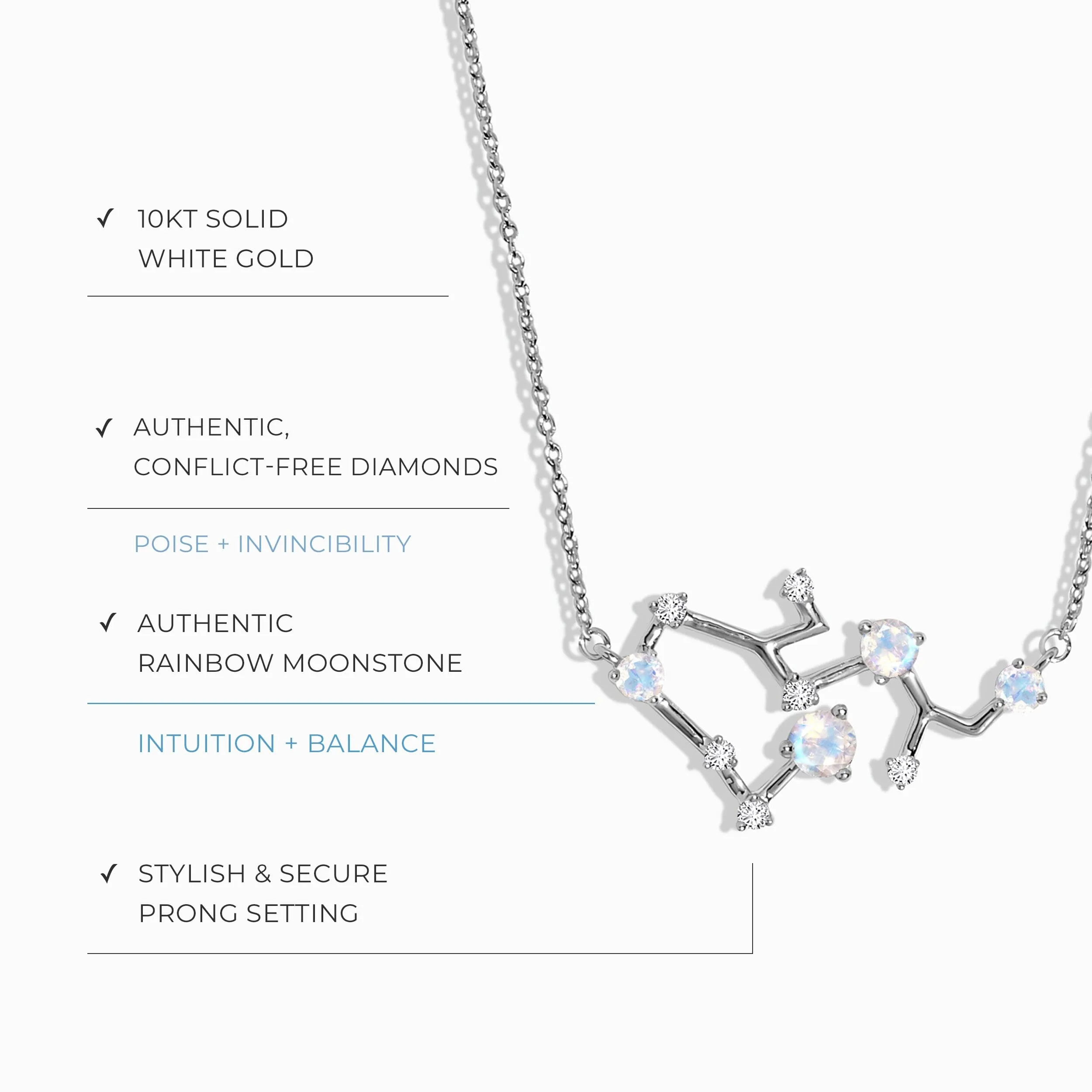 Moonstone Diamond Necklace - Sagittarius Zodiac Constellation