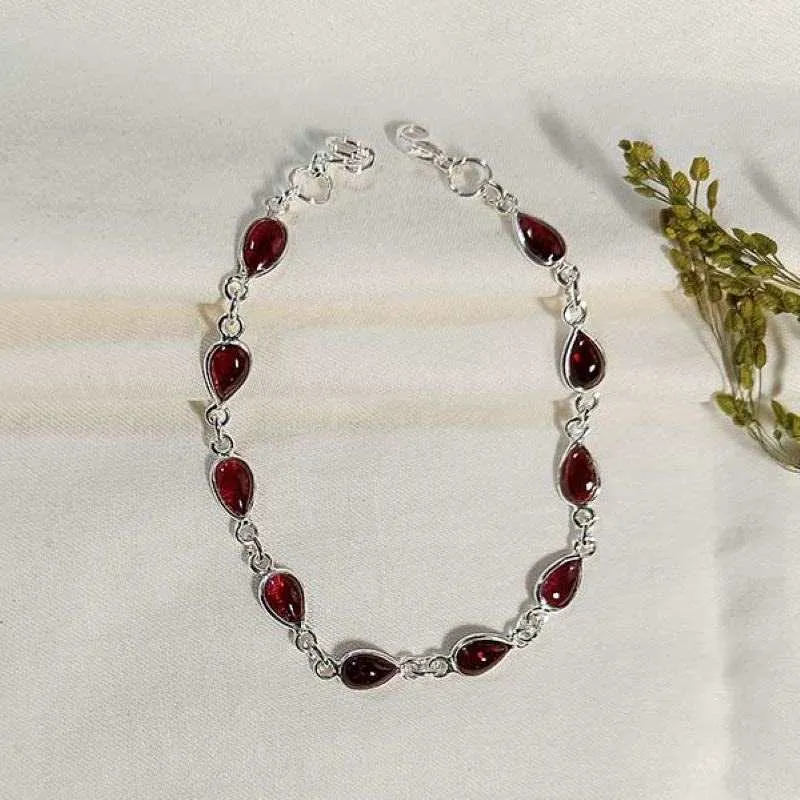 Natural Pear Garnet Bracelet