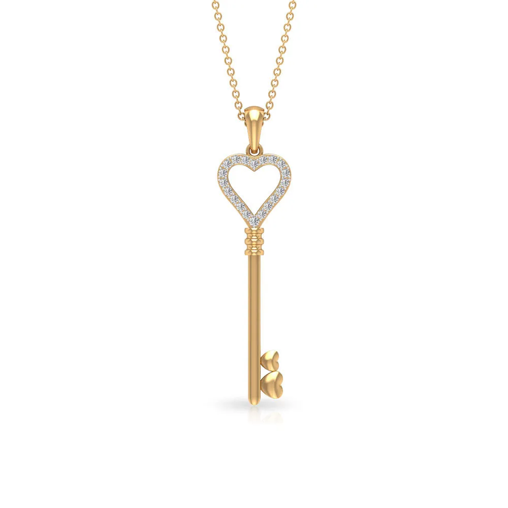 Open Heart Pendant Necklace with Cubic Zirconia