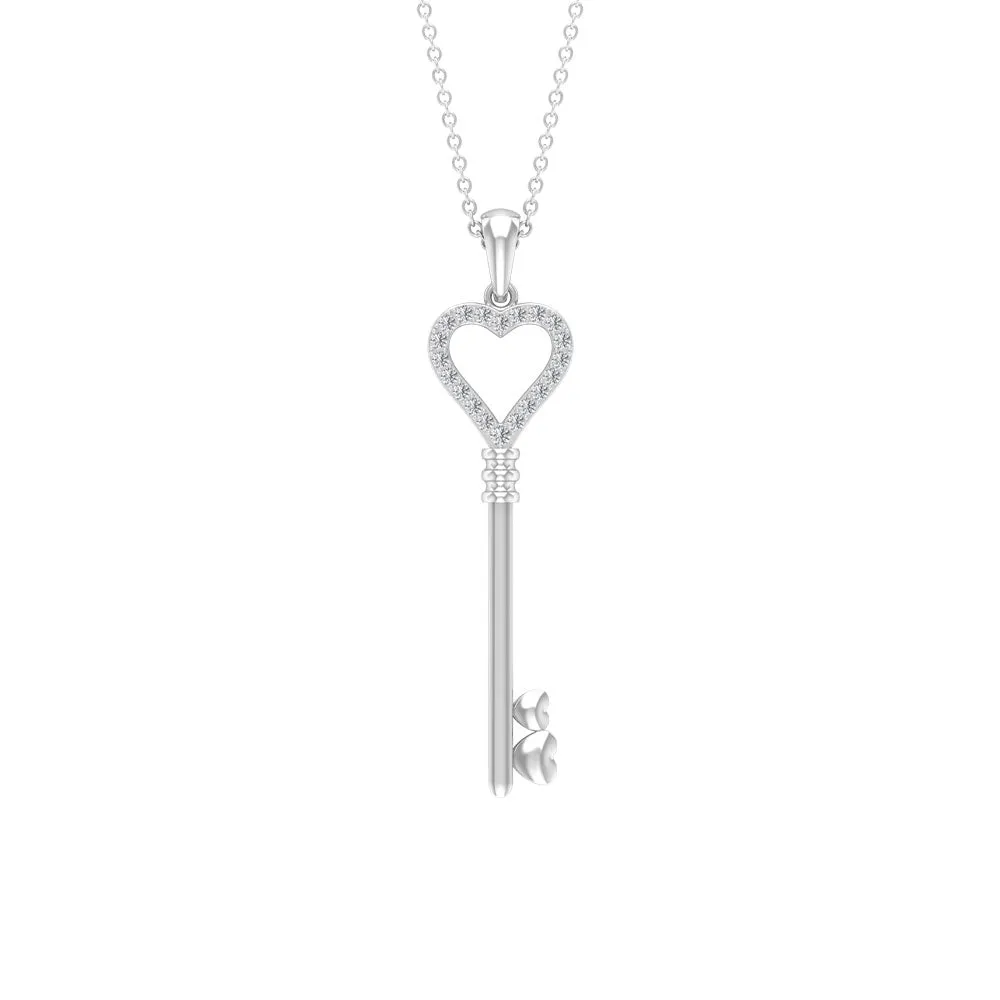 Open Heart Pendant Necklace with Cubic Zirconia