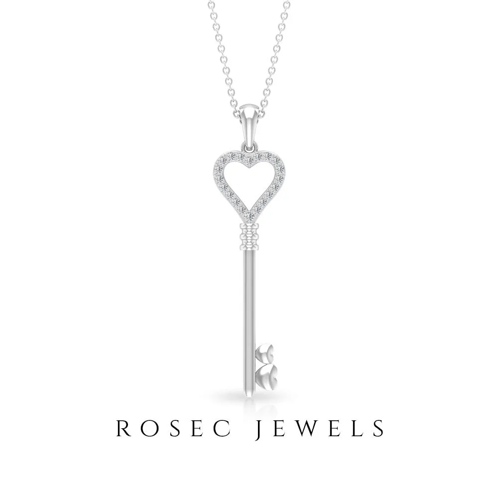 Open Heart Pendant Necklace with Cubic Zirconia