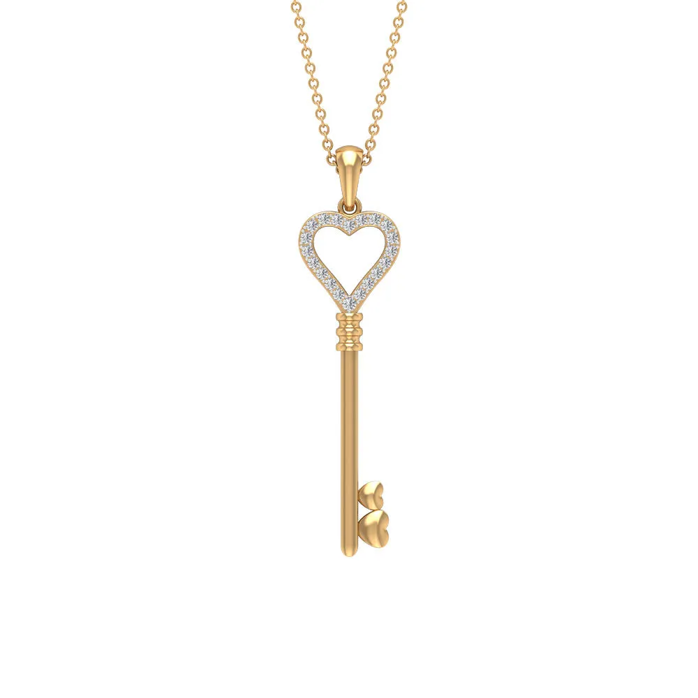 Open Heart Pendant Necklace with Cubic Zirconia