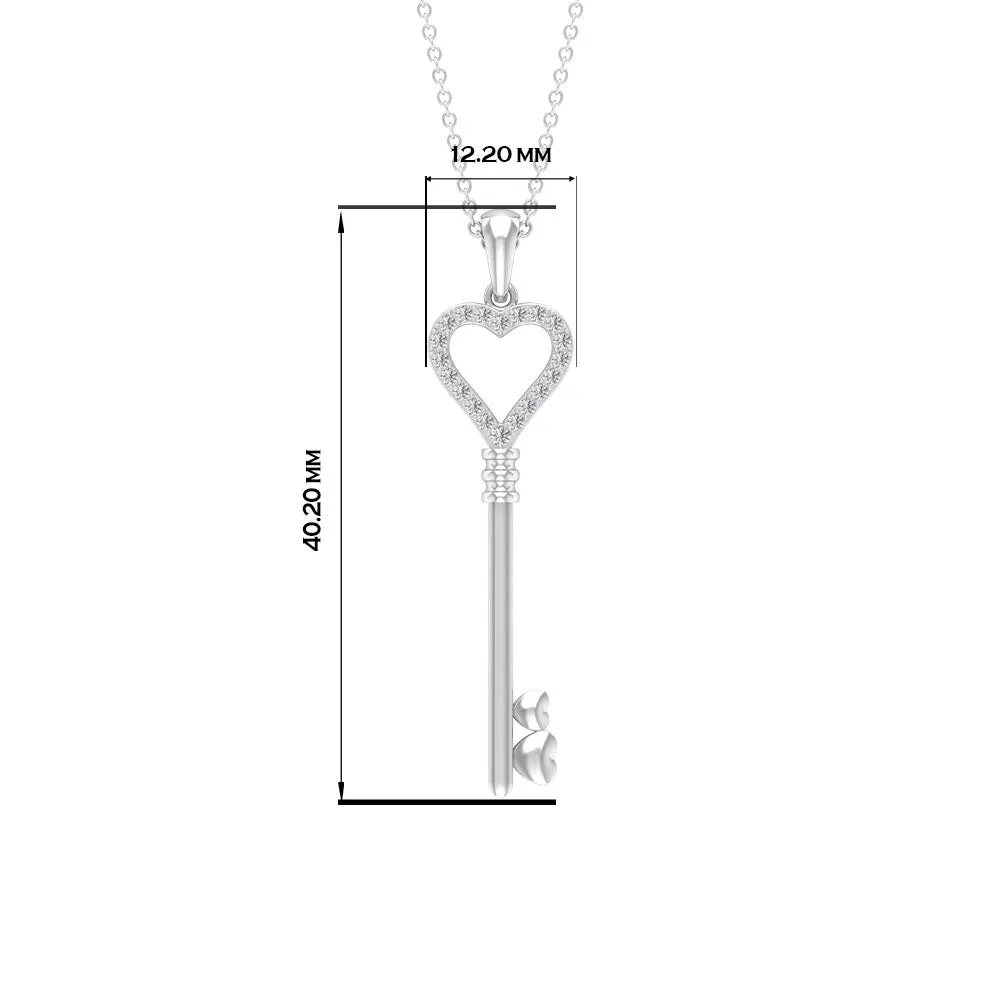 Open Heart Pendant Necklace with Cubic Zirconia