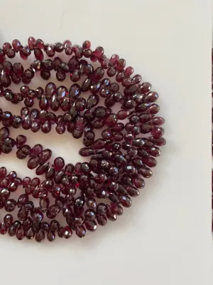 Rhodolite Garnet Tear Drop Beads, Natural and Dark great Color, Genuine Gemstone Beads, Faceted Tear Drops, 6mm to 12mm Tear Drops.