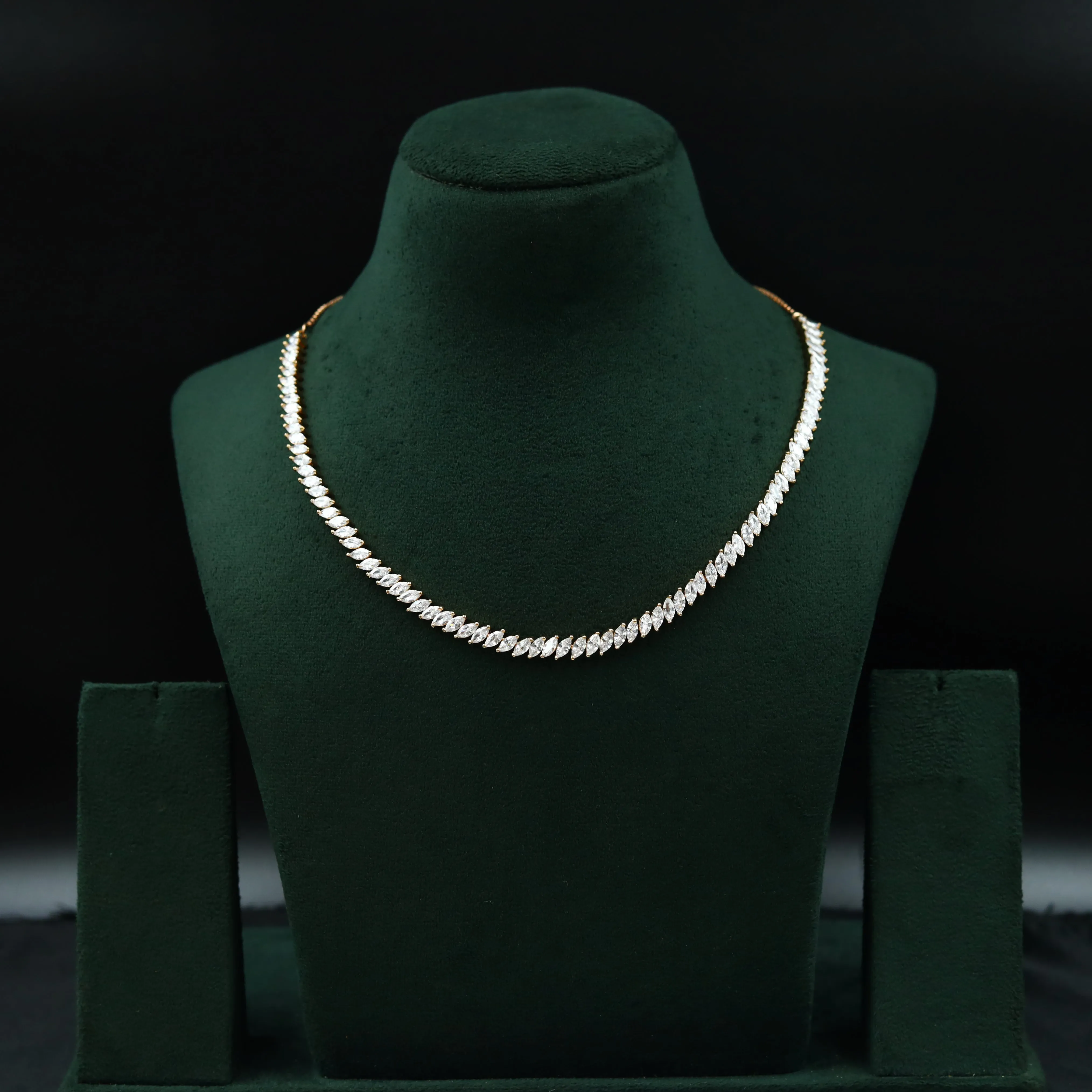 Rose Gold Zircon/AD Necklace Set 15194-2341