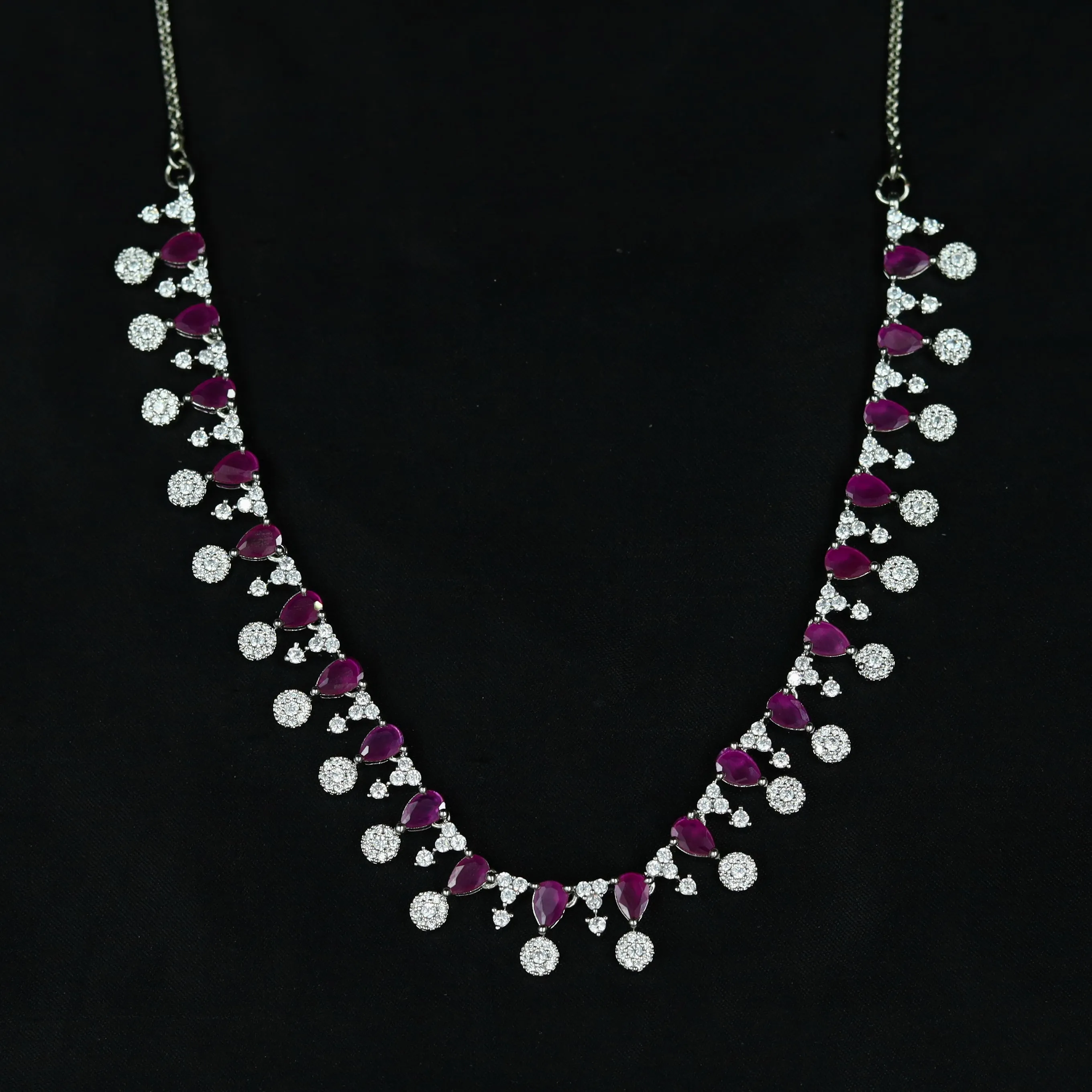 Round Neck Zircon/AD Necklace Set 12763-68