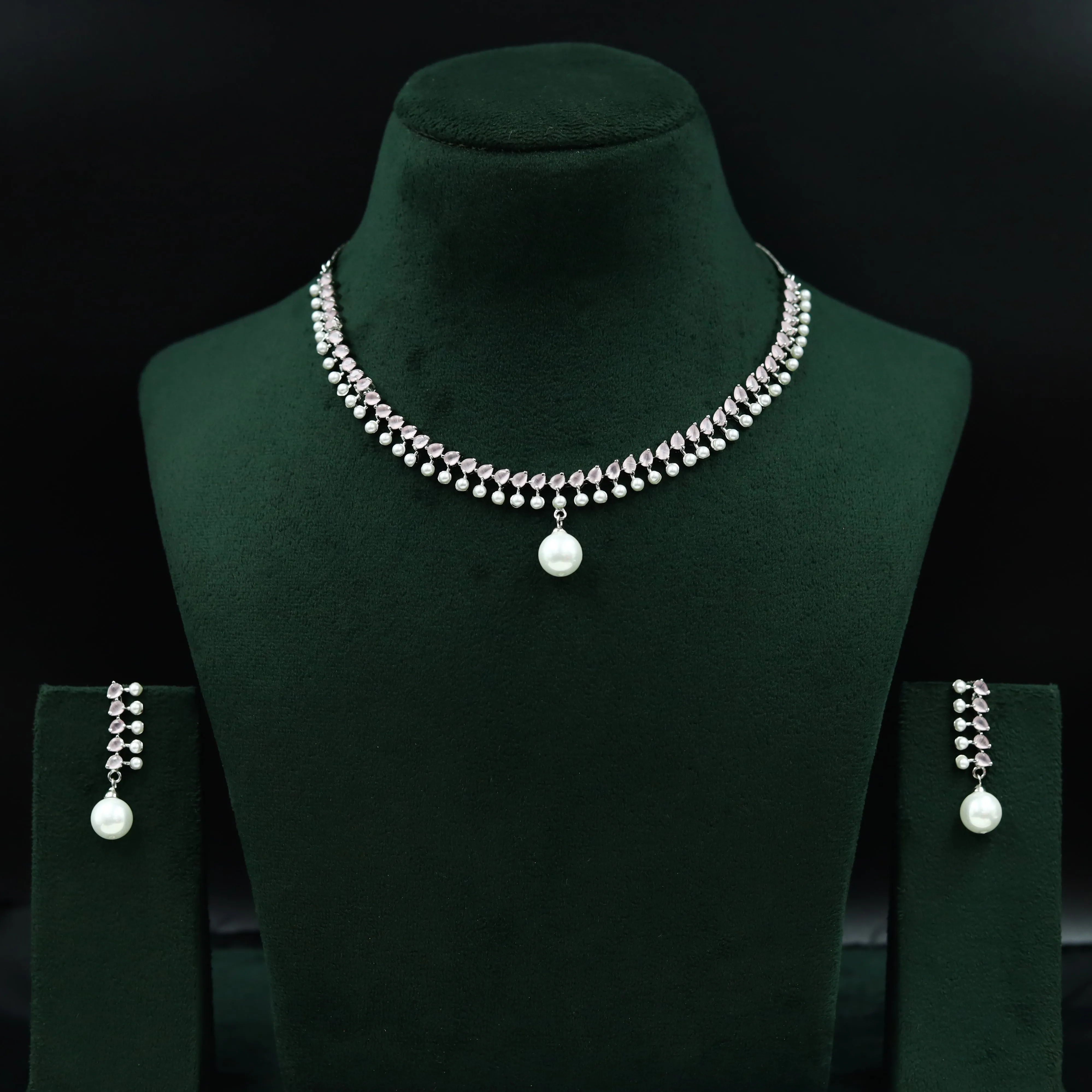 Round Neck Zircon/AD Necklace Set 6658-28