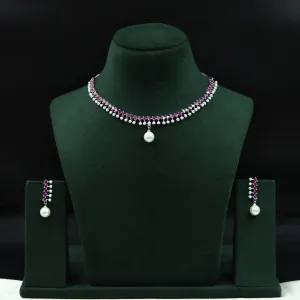 Round Neck Zircon/AD Necklace Set 6658-28