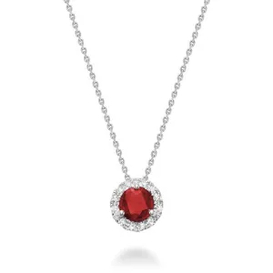 Ruby & Diamond Halo Necklace