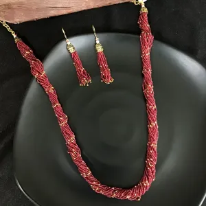 Ruby Pearl Necklace Set