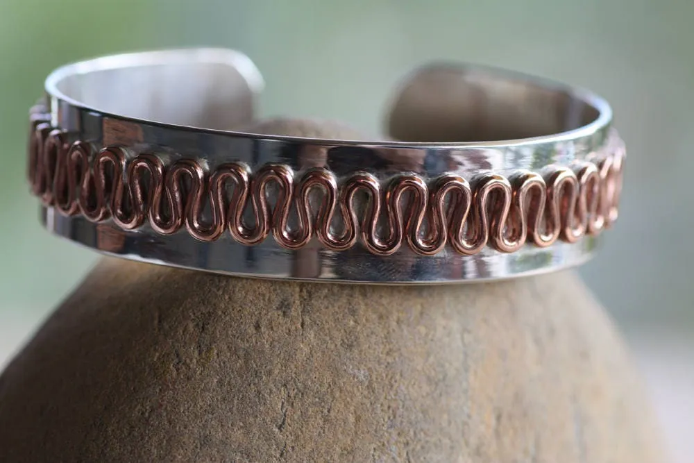 Rustic Sterling Silver Copper Cuff