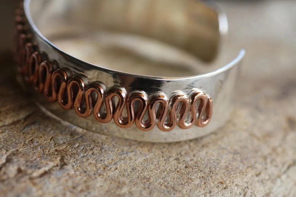 Rustic Sterling Silver Copper Cuff