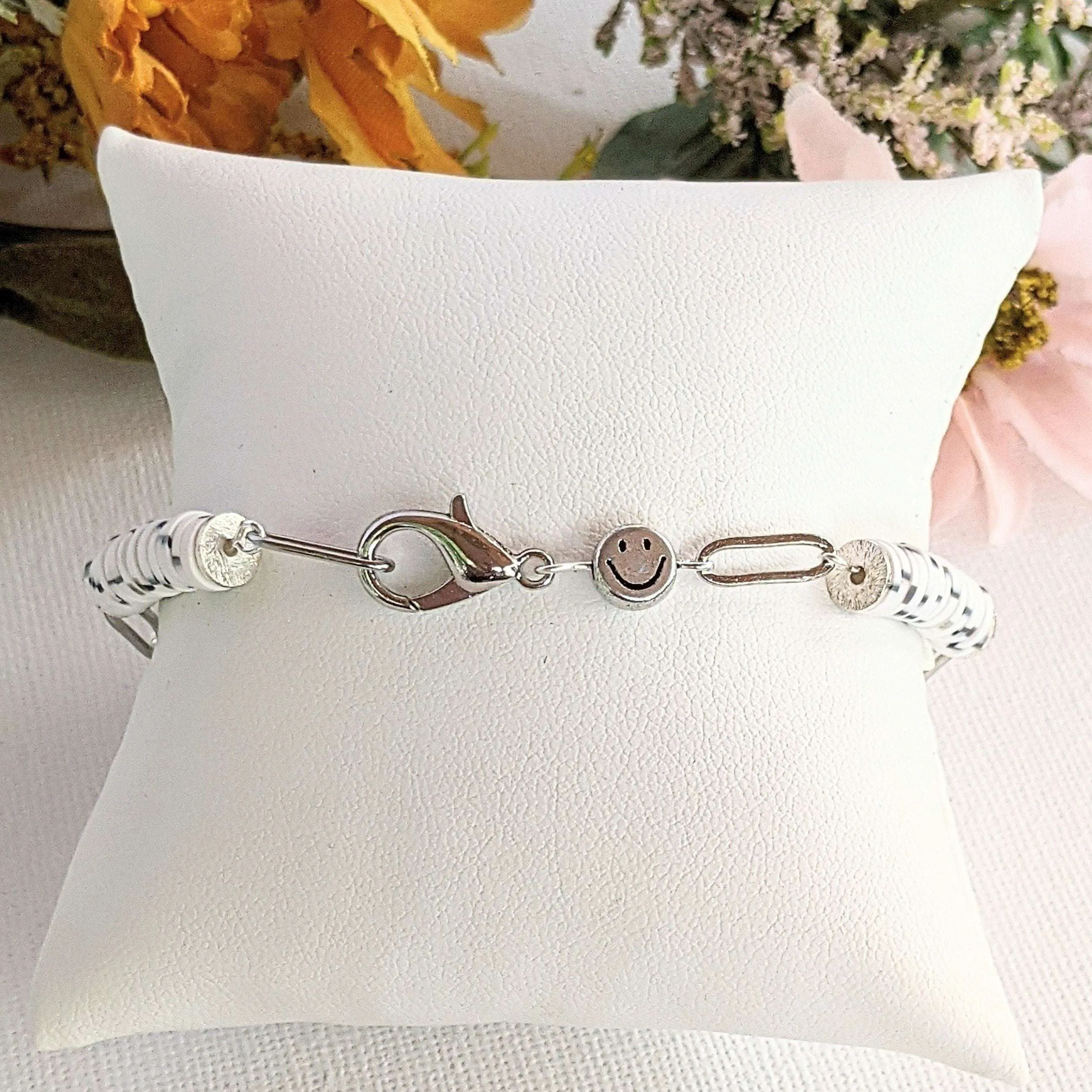 Salt & Pepper Smiley Stainless Steel Paperclip Chain Bracelet